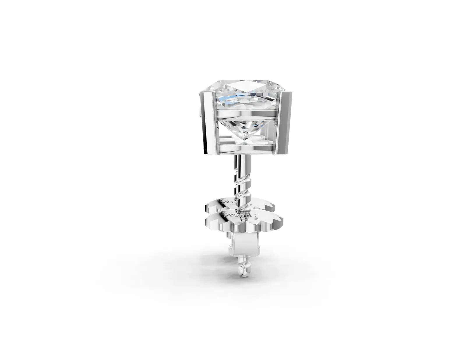 Cushion Cut Diamond Stud Earrings White gold