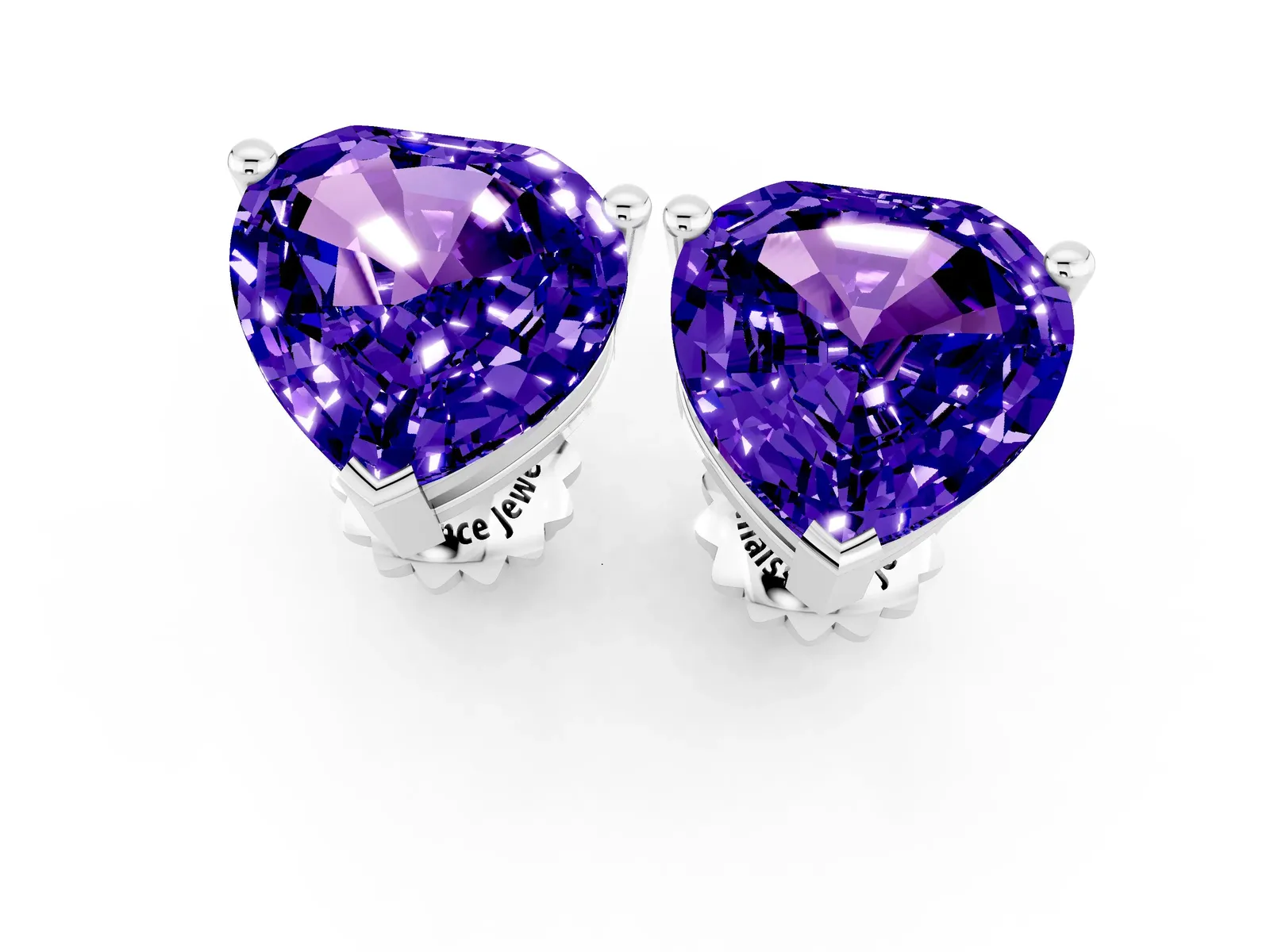Heart Cut Tanzanite Stud Earrings Silver