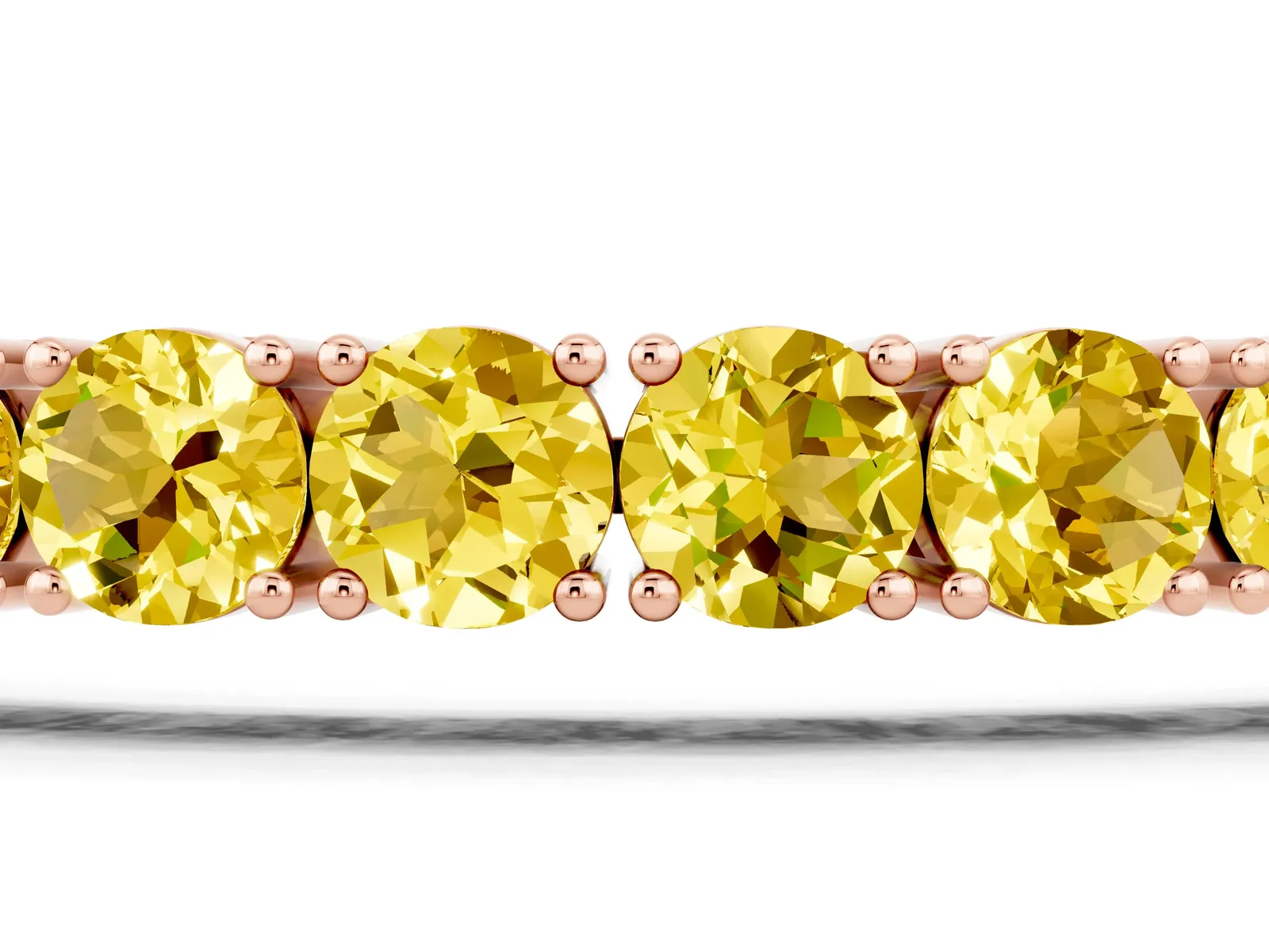 Round Brilliant Yellow Sapphire Tennis Bracelet with Prong Setting Rose gold