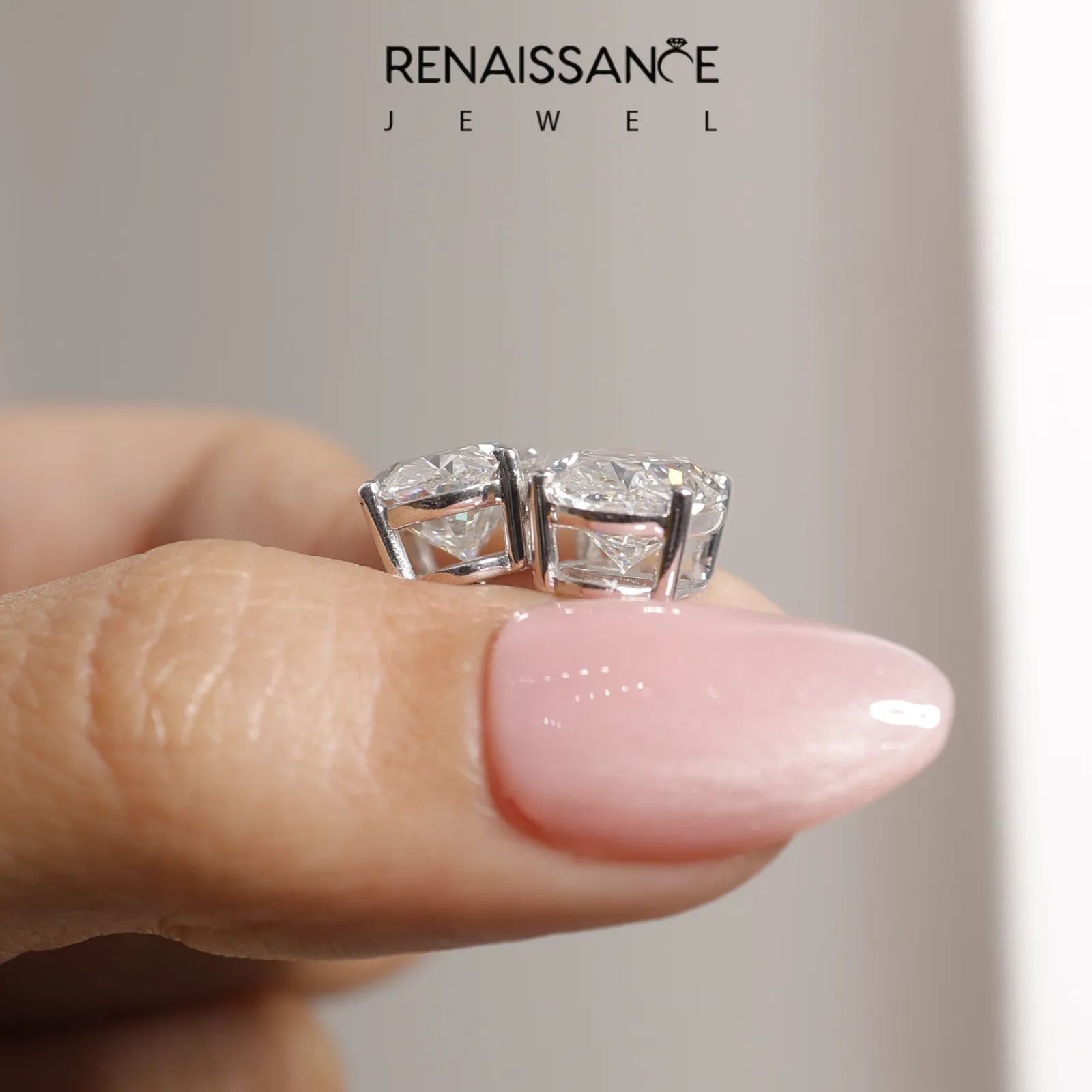 Oval Cut Diamond Stud Earrings Platinum