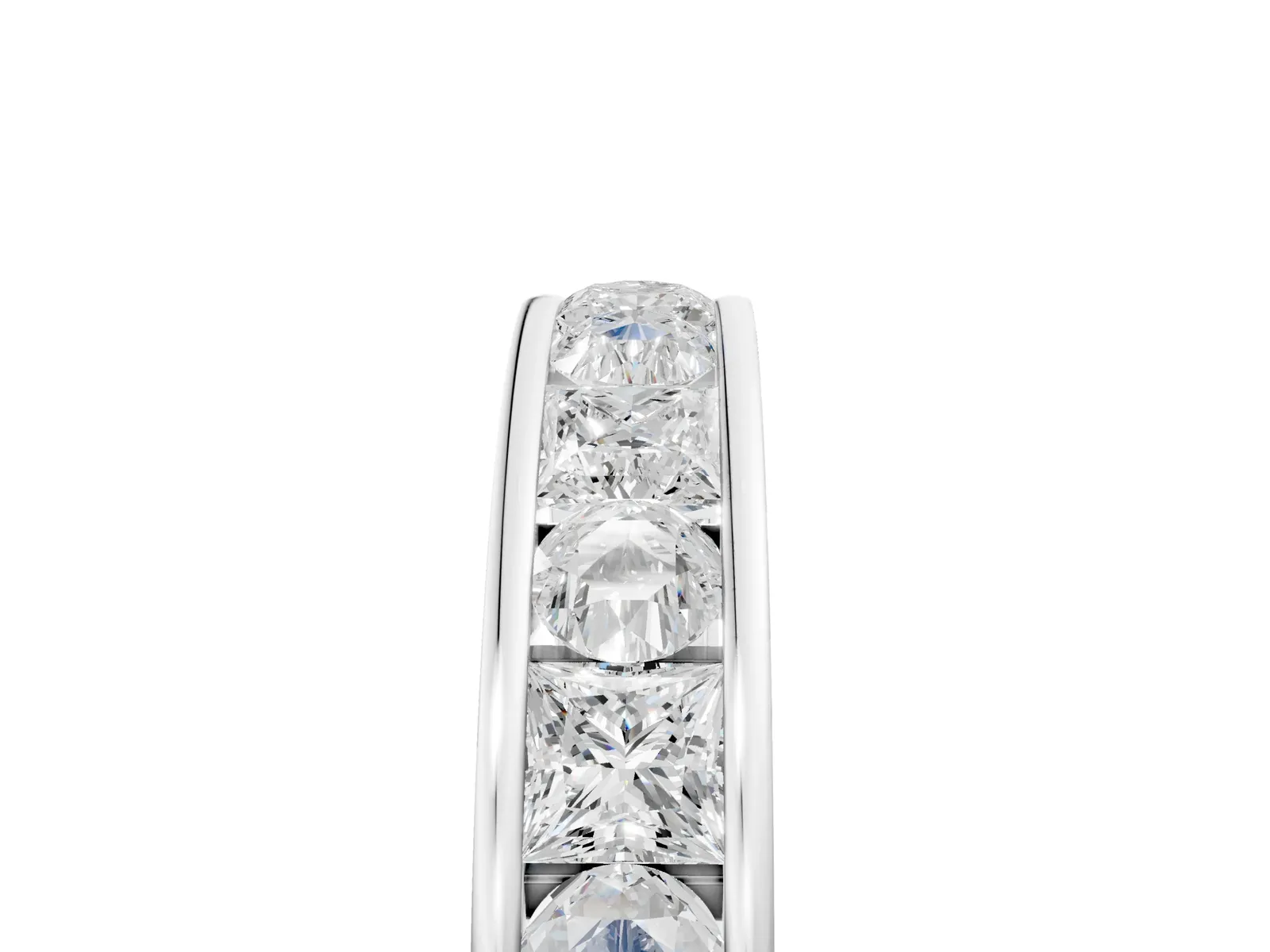 Princess Diamond Channel Set Promise Ring with Round Diamond Accents Platinum