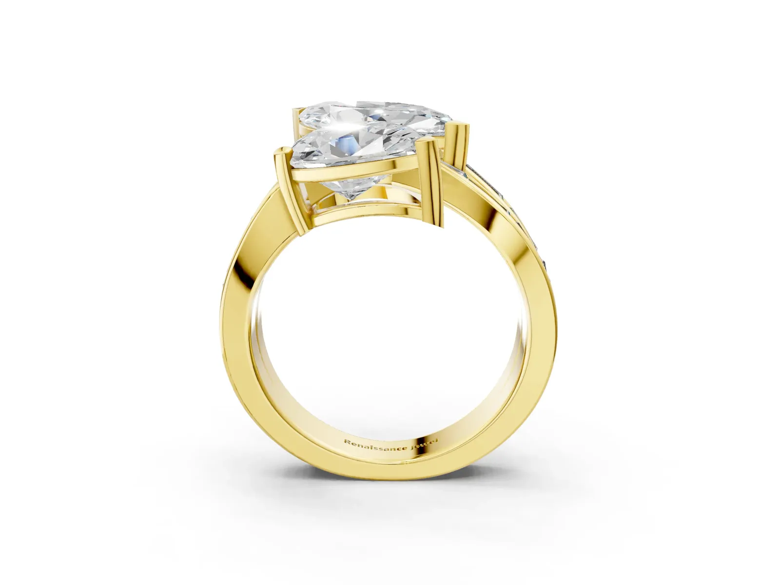 Marquise and Pear Diamond Toi Moi Ring with Baguette Diamond Accents Yellow gold