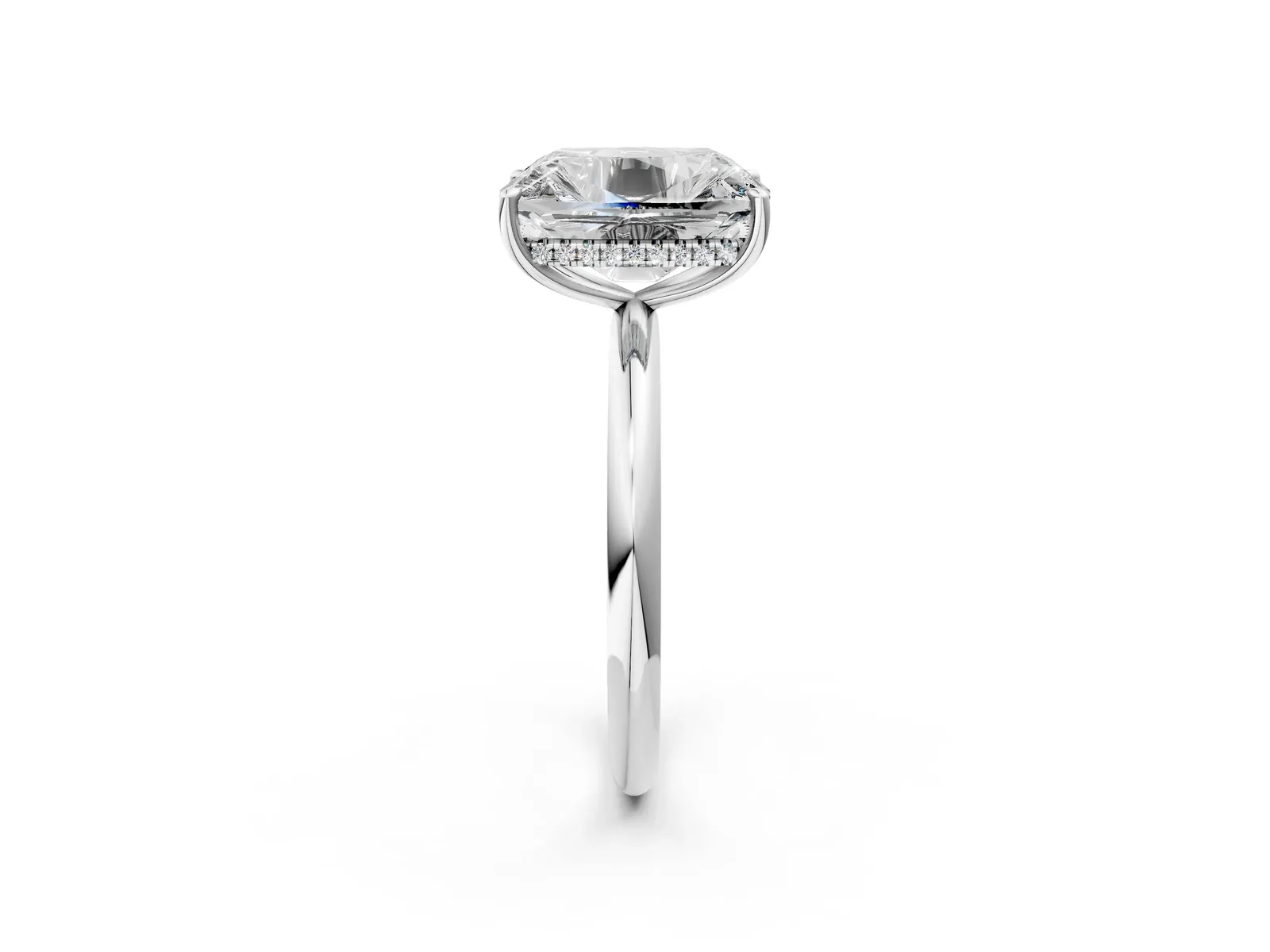 Old Mine Elongated Cushion Diamond Classic Band Four Prong Solitaire Ring Platinum