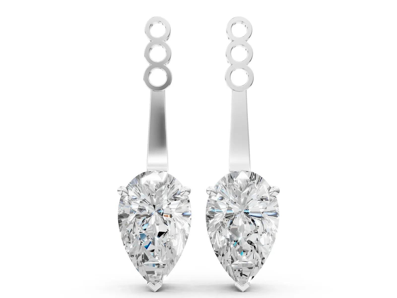 Pear Diamond Drop Earring Jackets Silver