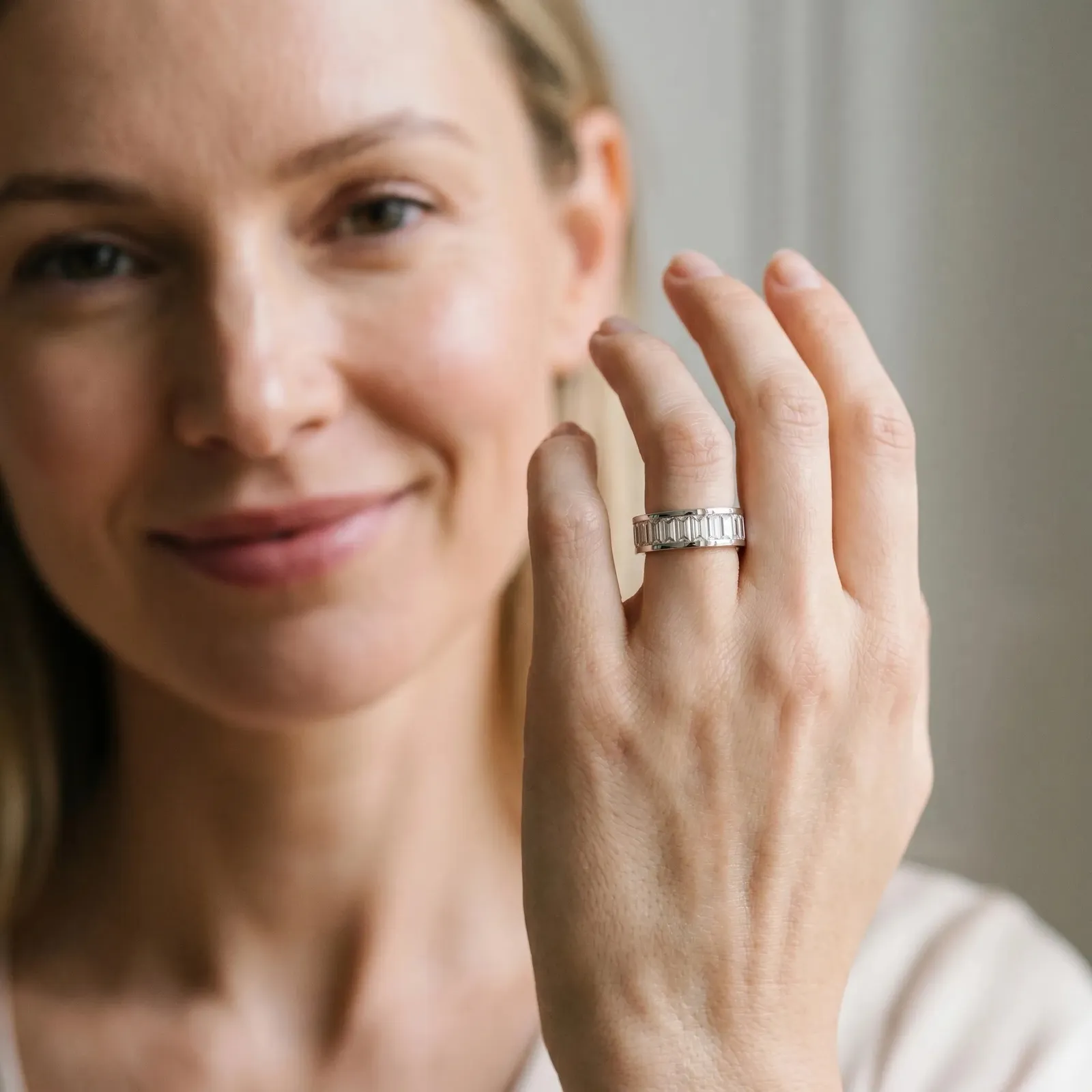 baguette Cut eternity band with channel set Silver