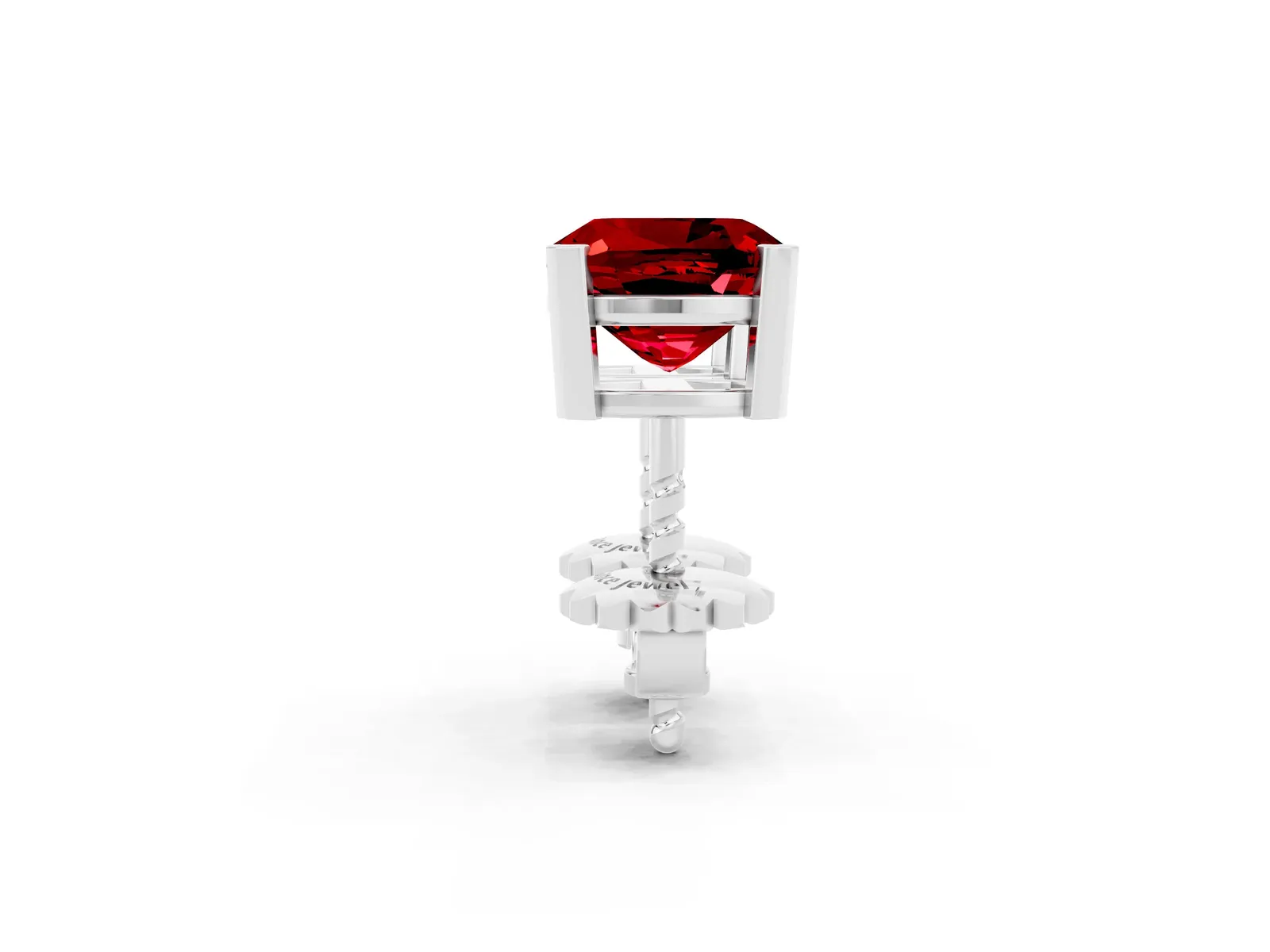 Cushion Cut Ruby Stud Earrings White gold