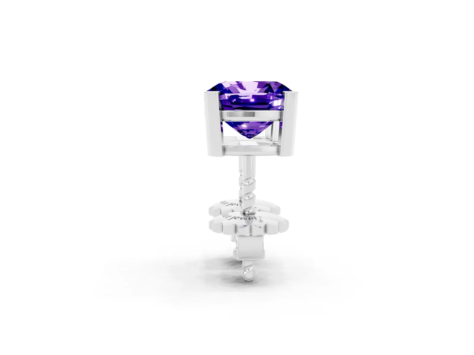 Cushion Cut Tanzanite Stud Earrings White gold