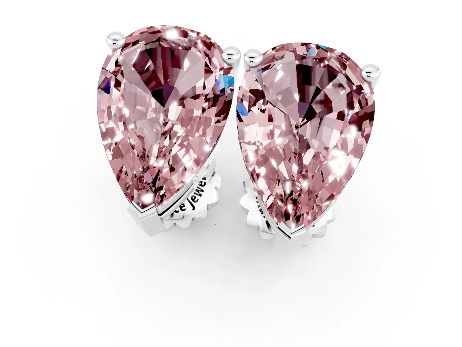 Pear Cut Morganite Stud Earrings Silver