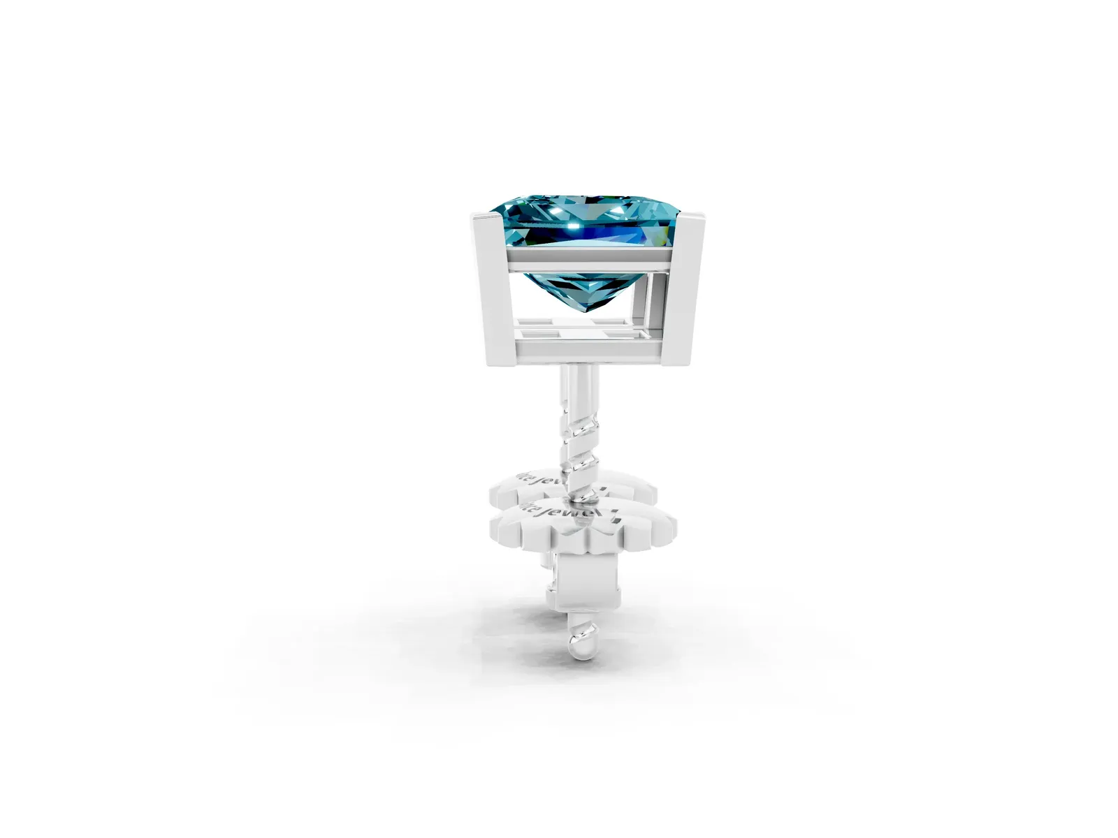 Princess Cut Blue Topaz Stud Earrings Silver