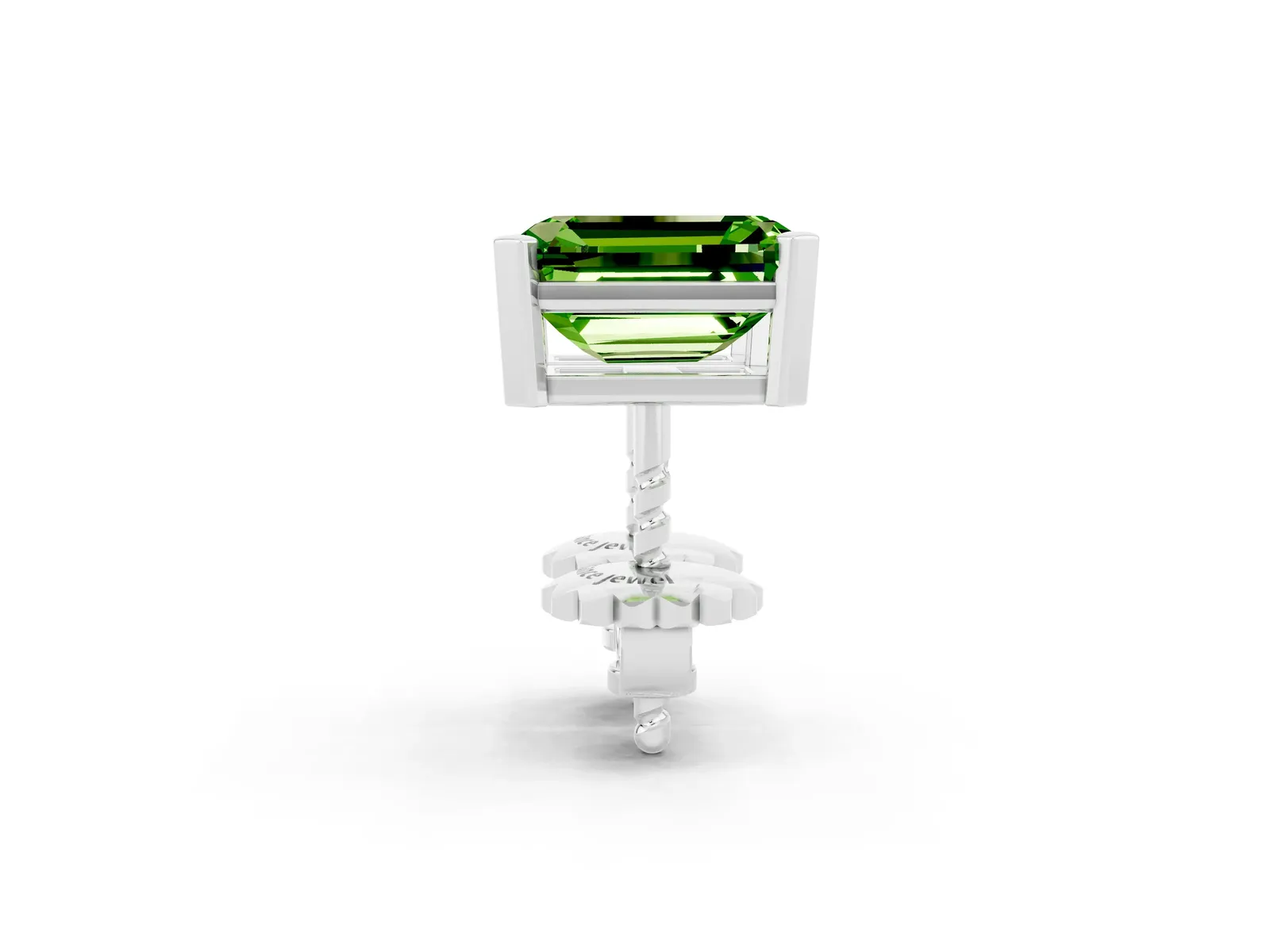 Emerald Cut Peridot Stud Earrings White gold