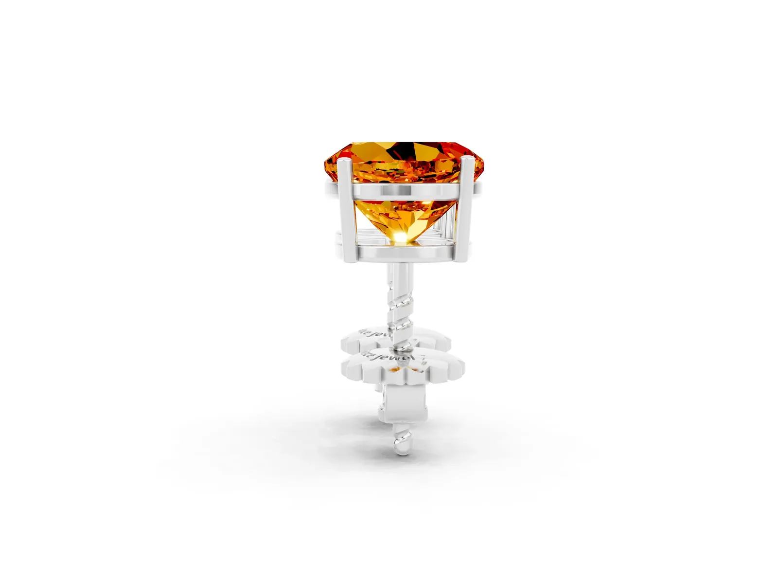Round Cut Citrine Stud Earrings Silver
