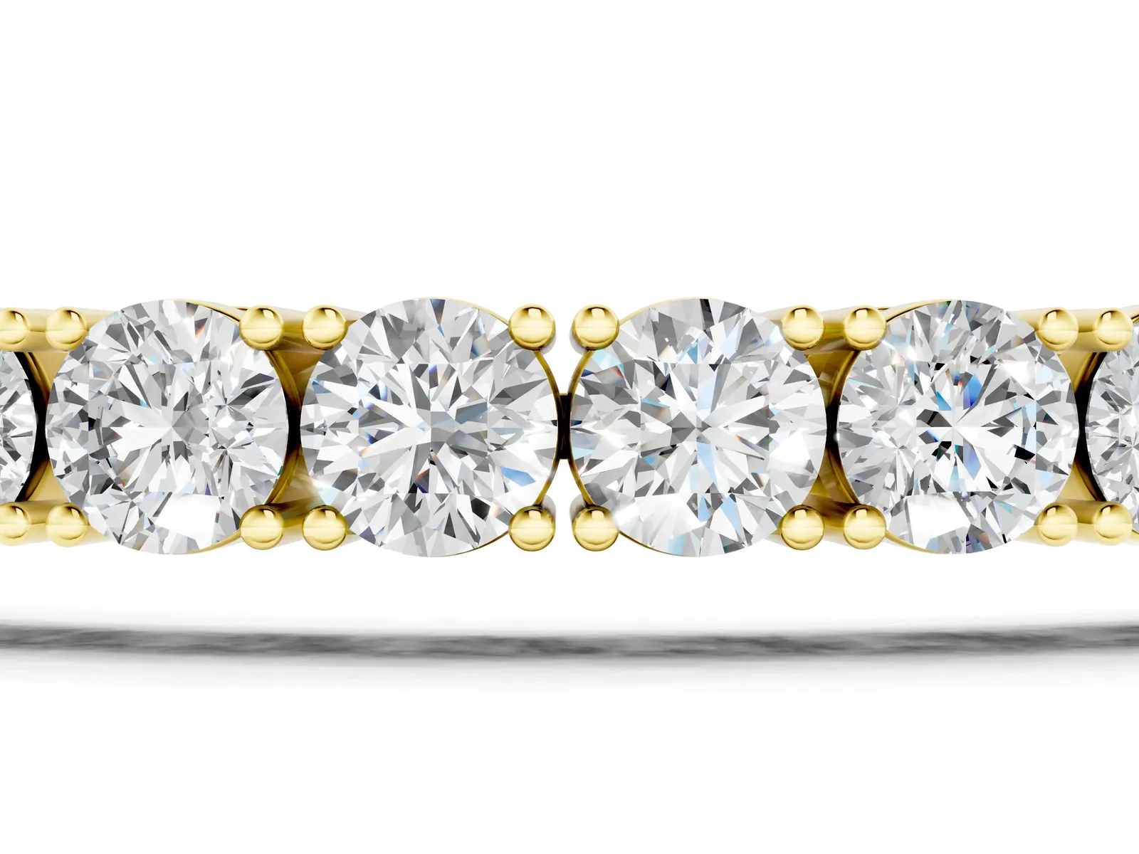 Round Brilliant Diamond Tennis Bracelet with Prong Setting Yellow gold