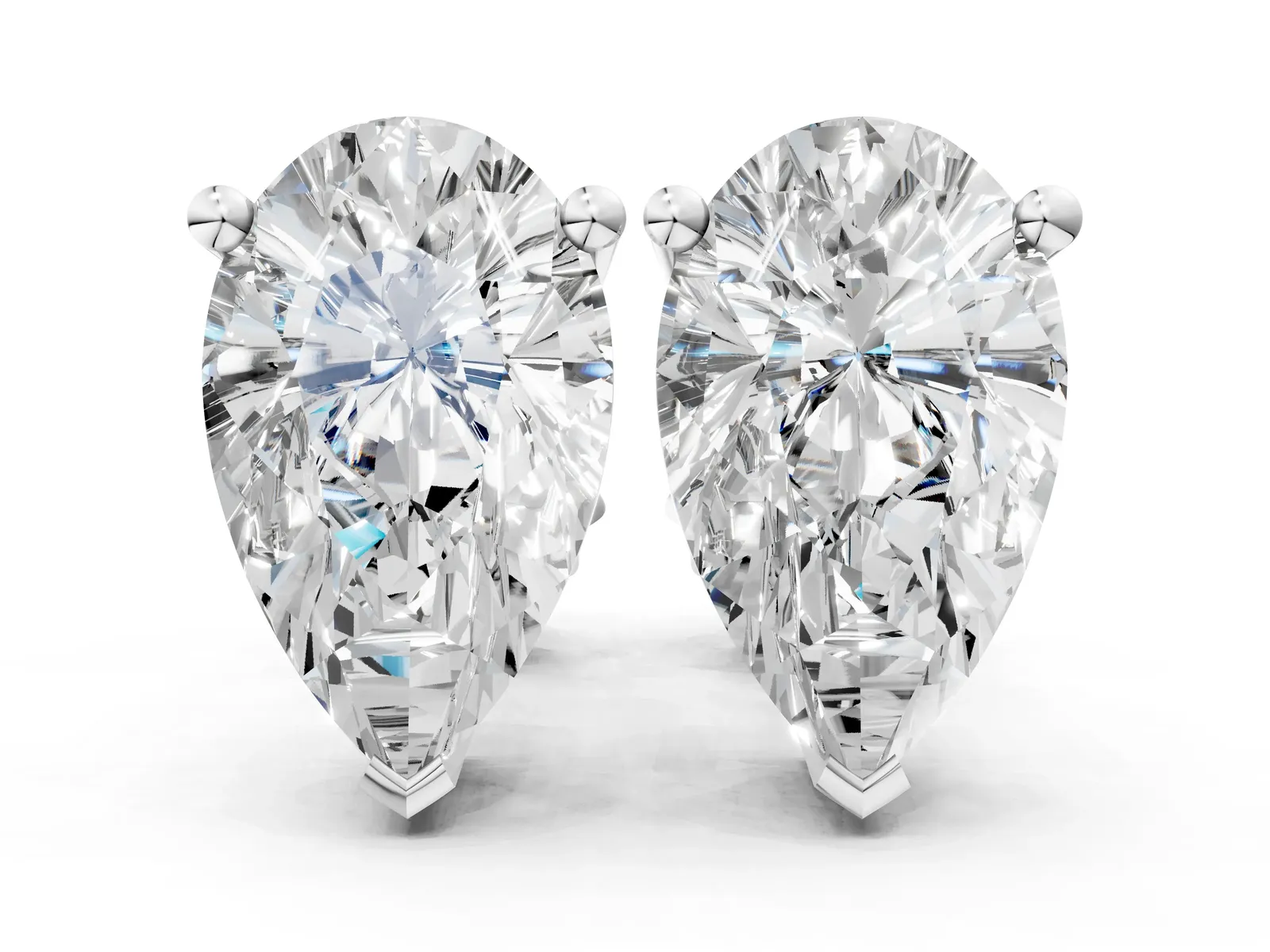 Pear Cut Diamond Stud Earrings Platinum