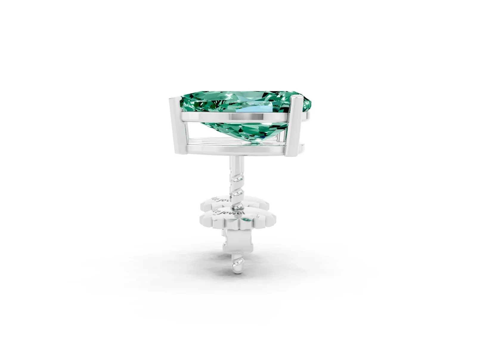 Pear Cut Green Sapphire Stud Earrings Silver