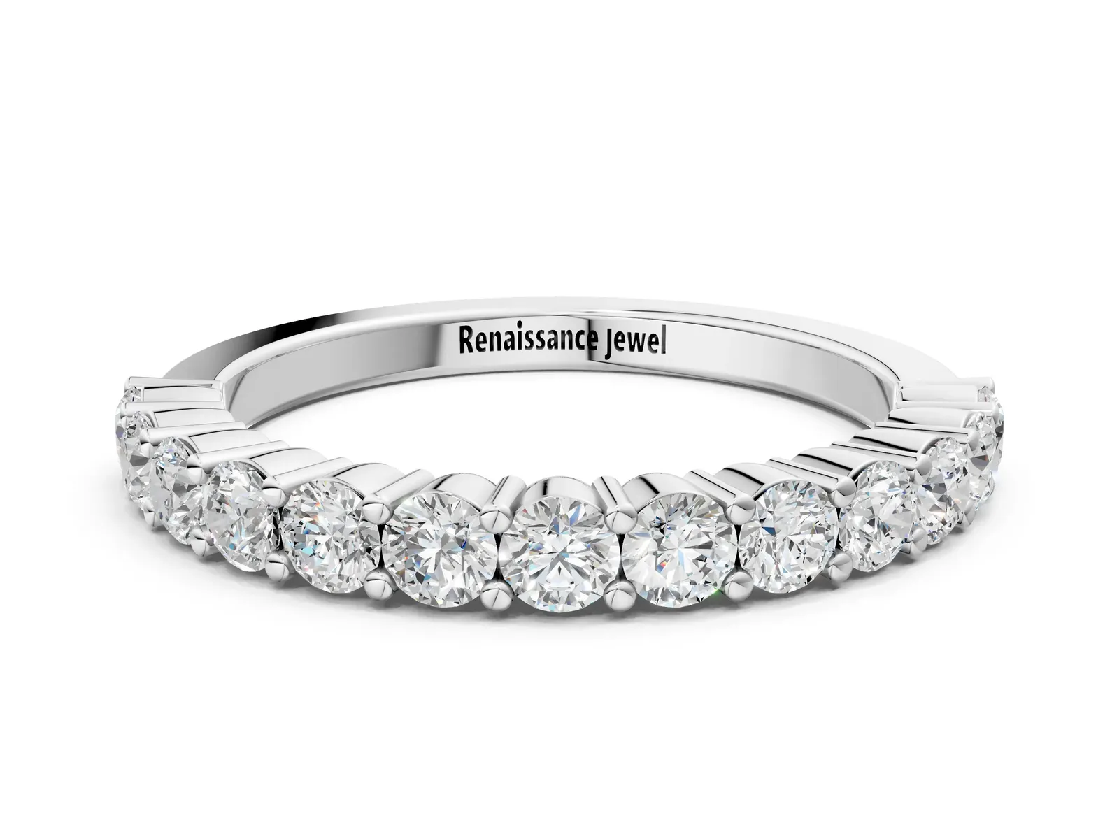 Alternating Round Diamond Promise Ring with Round Diamond Accents Platinum