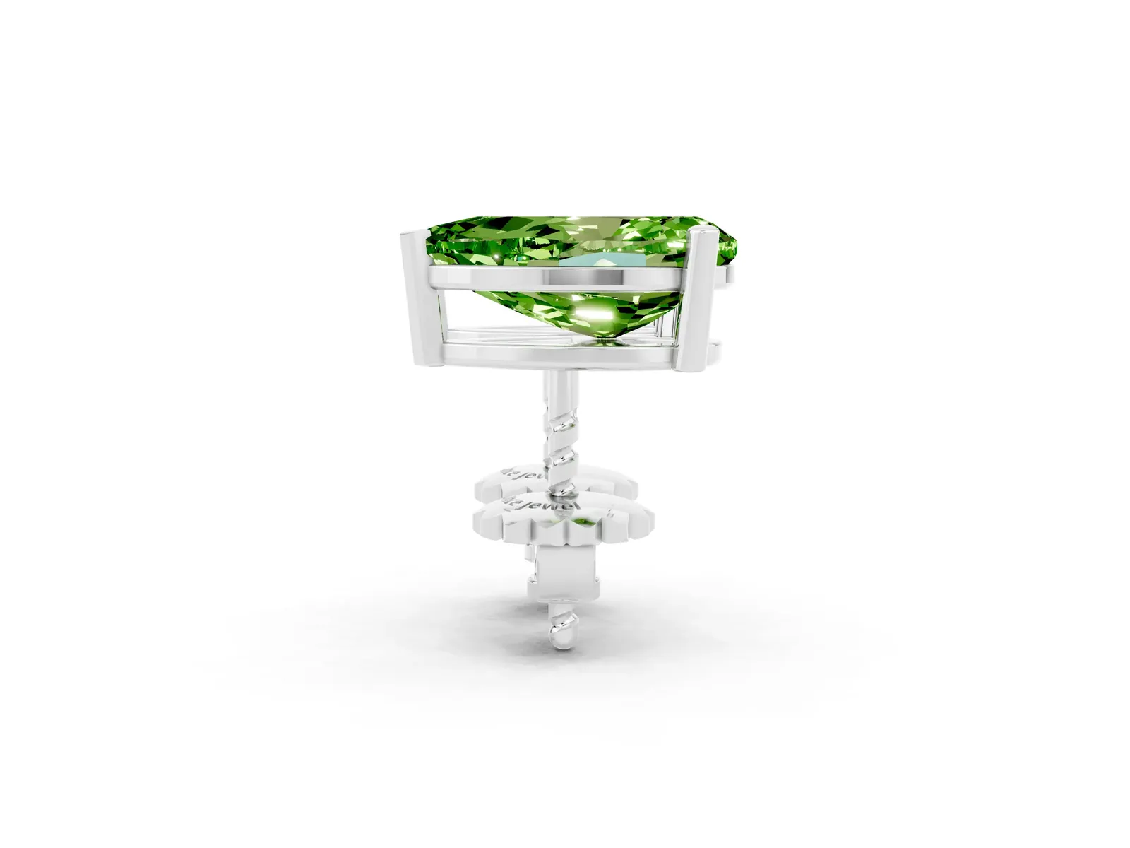 Pear Cut Peridot Stud Earrings Silver