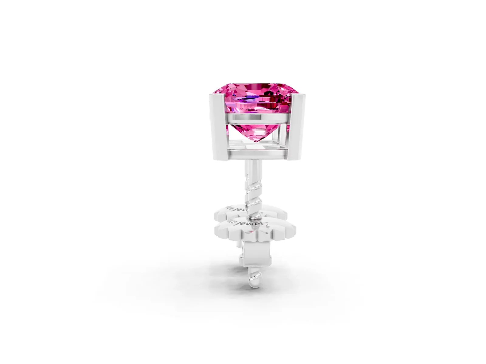 Cushion Cut Pink Sapphire Stud Earrings Platinum
