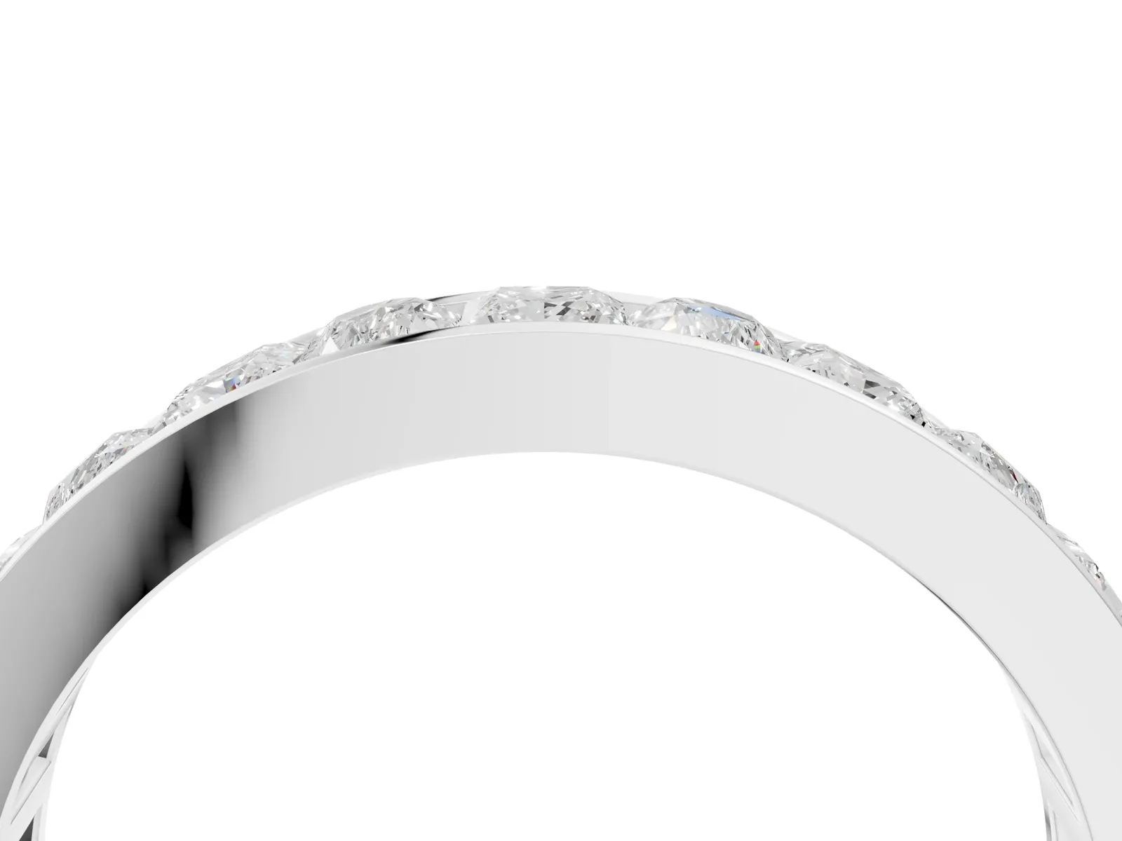 Princess Diamond Channel Set Promise Ring with Round Diamond Accents Platinum