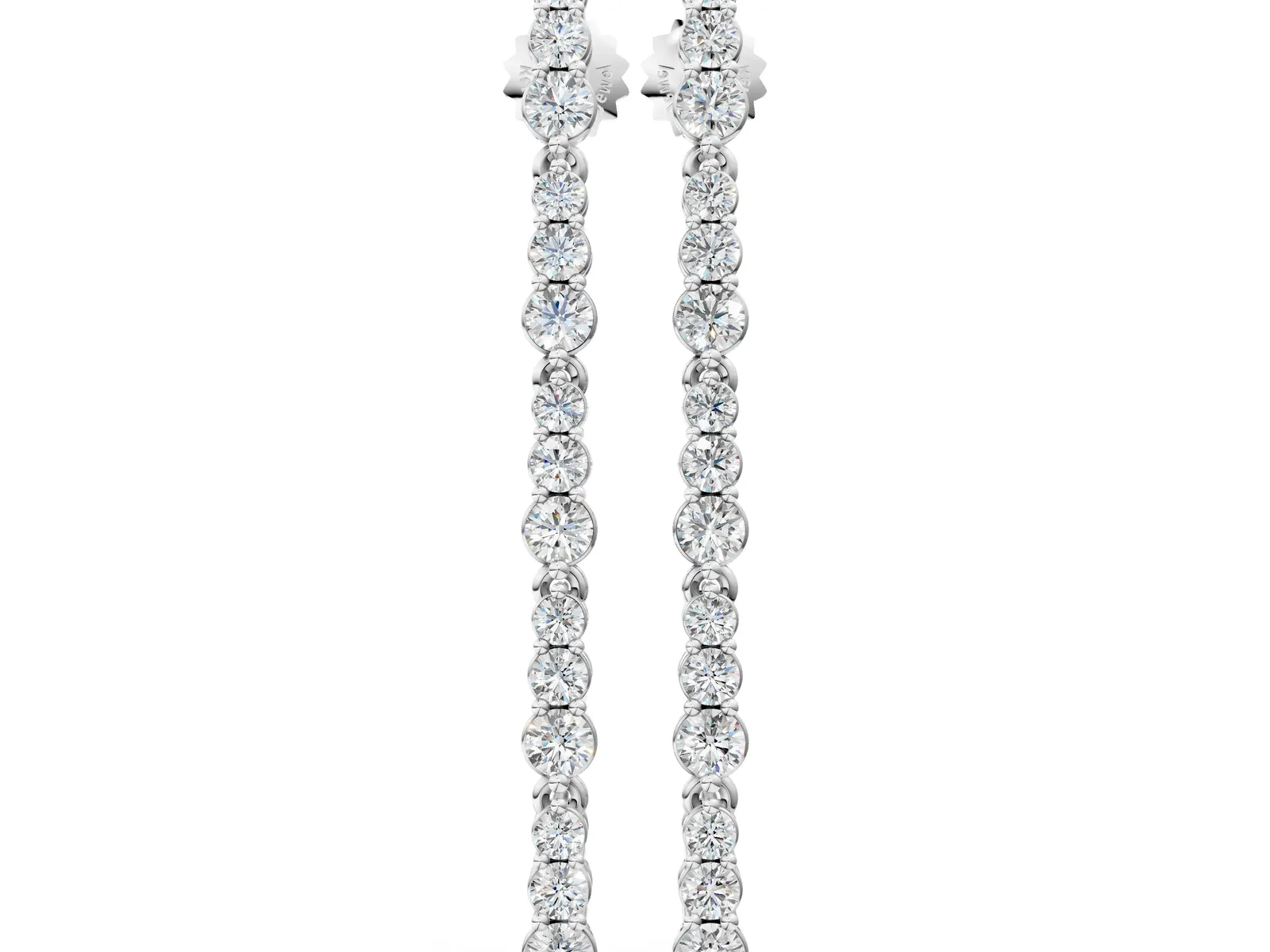 Round Diamond Graduated Dangle Earrings Silver