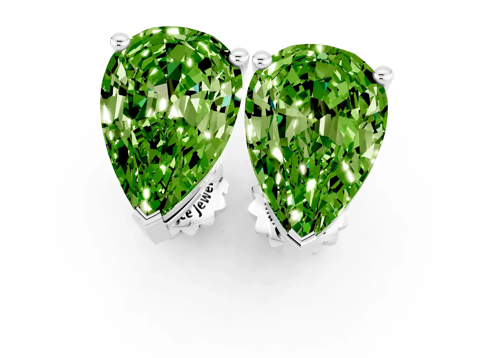 Pear Cut Peridot Stud Earrings Silver