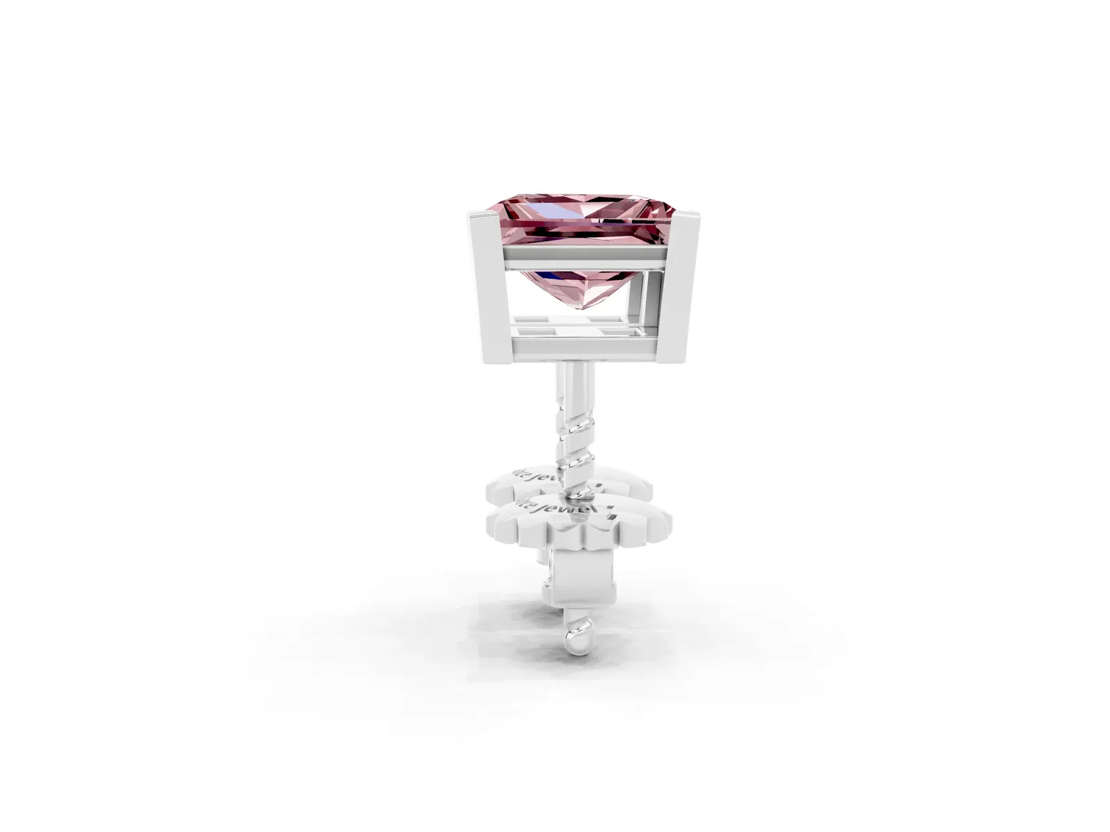 Princess Cut Morganite Stud Earrings Silver