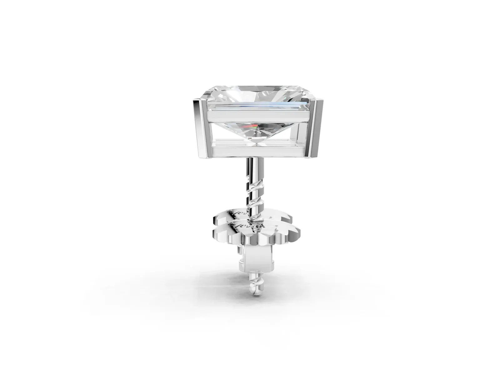 Radiant Cut Diamond Stud Earrings Silver