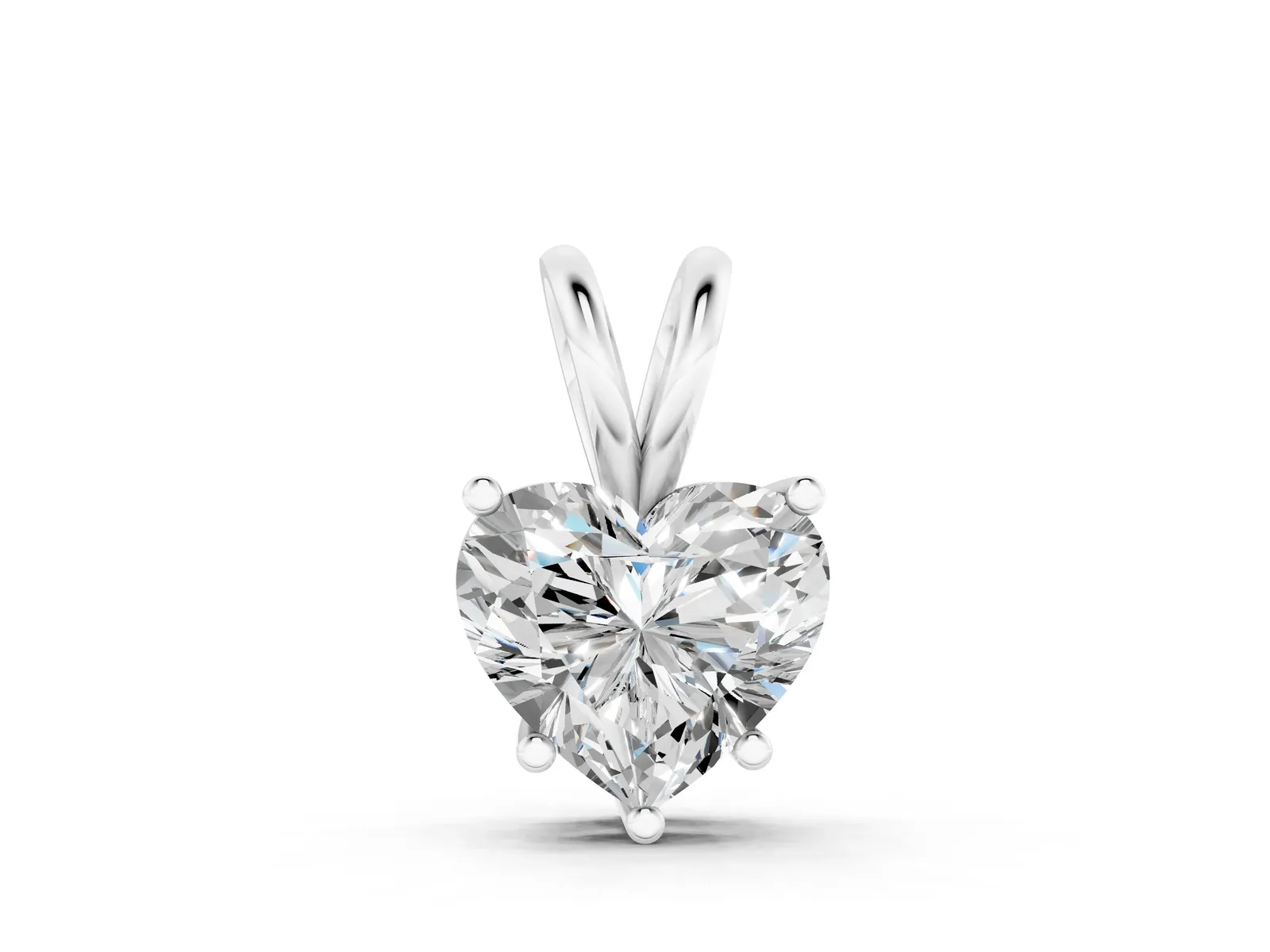 Heart-Shaped Diamond Solitaire Pendant with Four-Prong Setting White gold