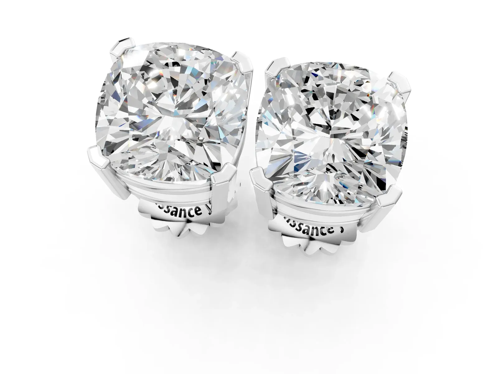 Cushion Cut Diamond Stud Earrings White gold