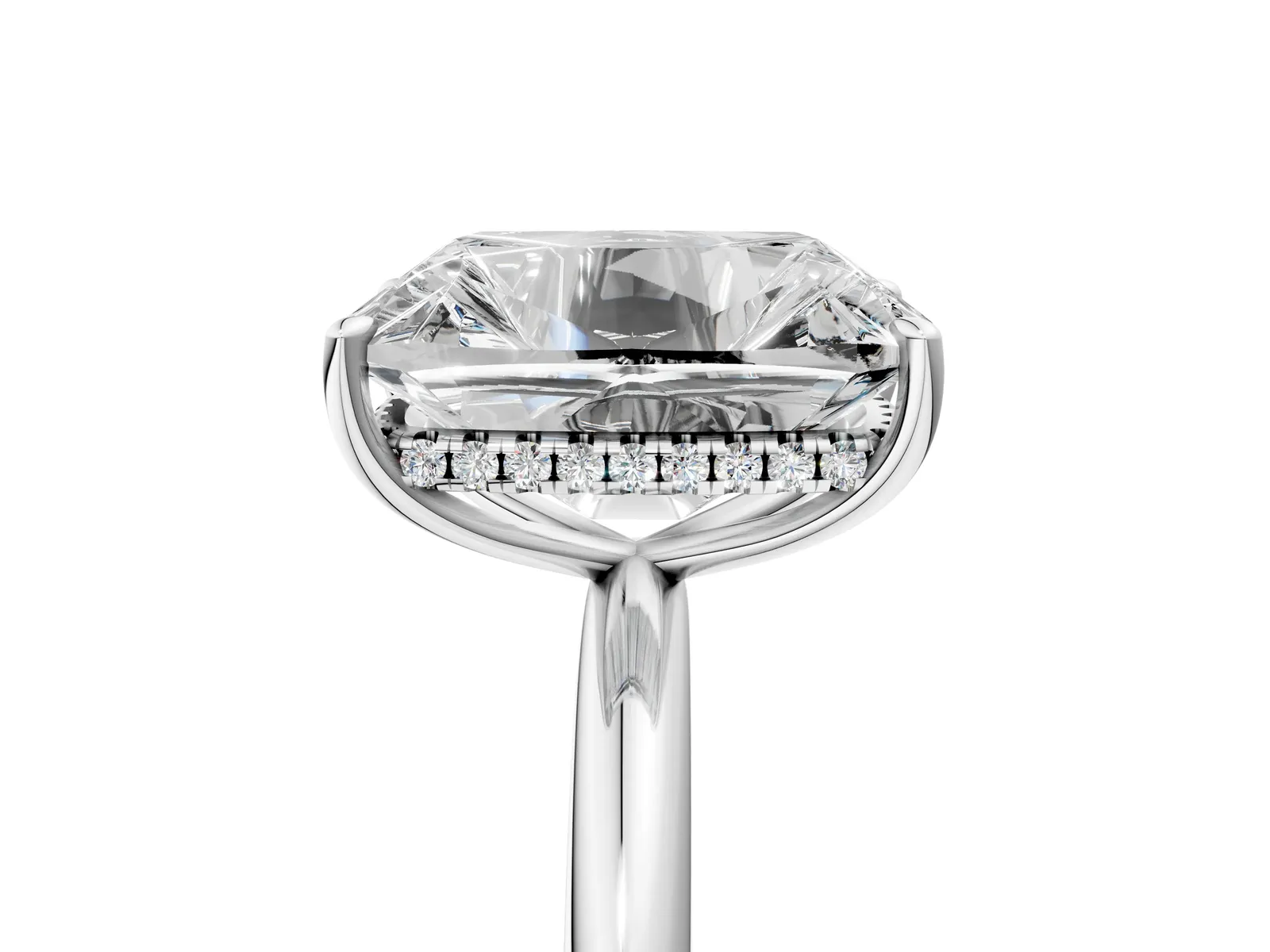 Old Mine Elongated Cushion Diamond Classic Band Four Prong Solitaire Ring Platinum