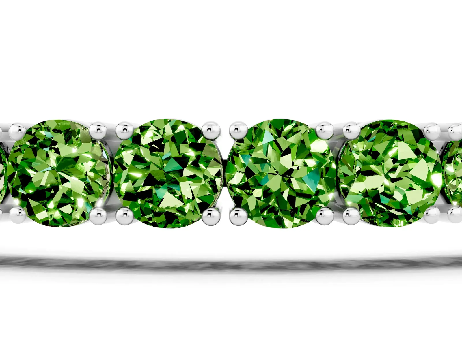 Round Brilliant Peridot Tennis Bracelet with Prong Setting White gold