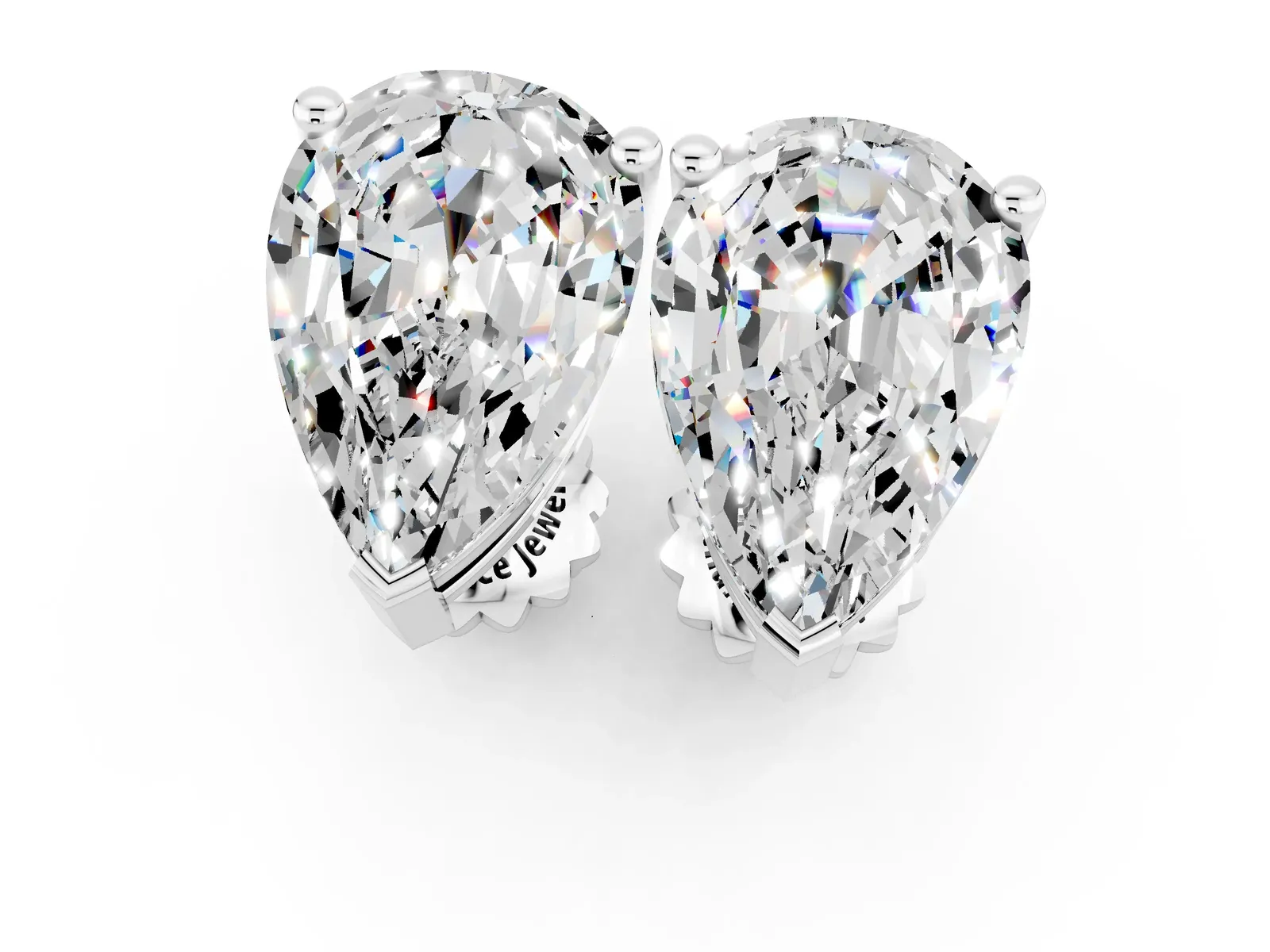 Pear Cut Moissanite Stud Earrings White gold