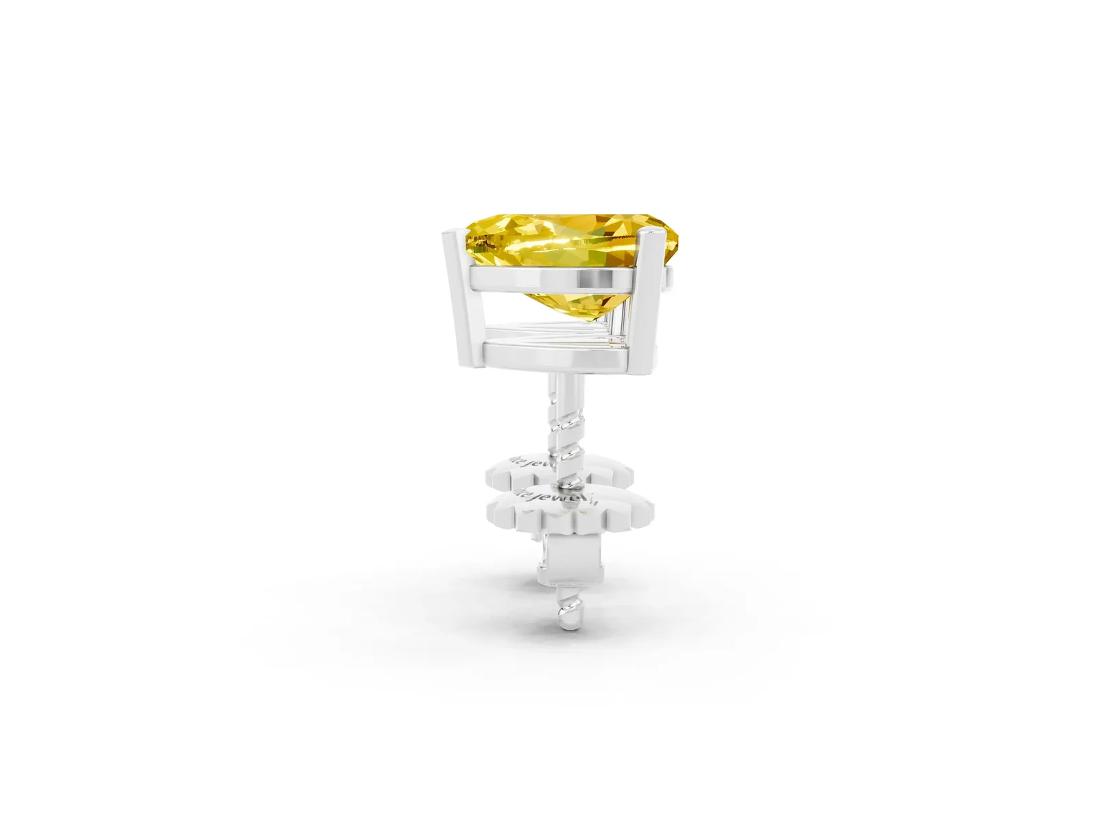 Heart Cut Yellow Sapphire Stud Earrings Silver