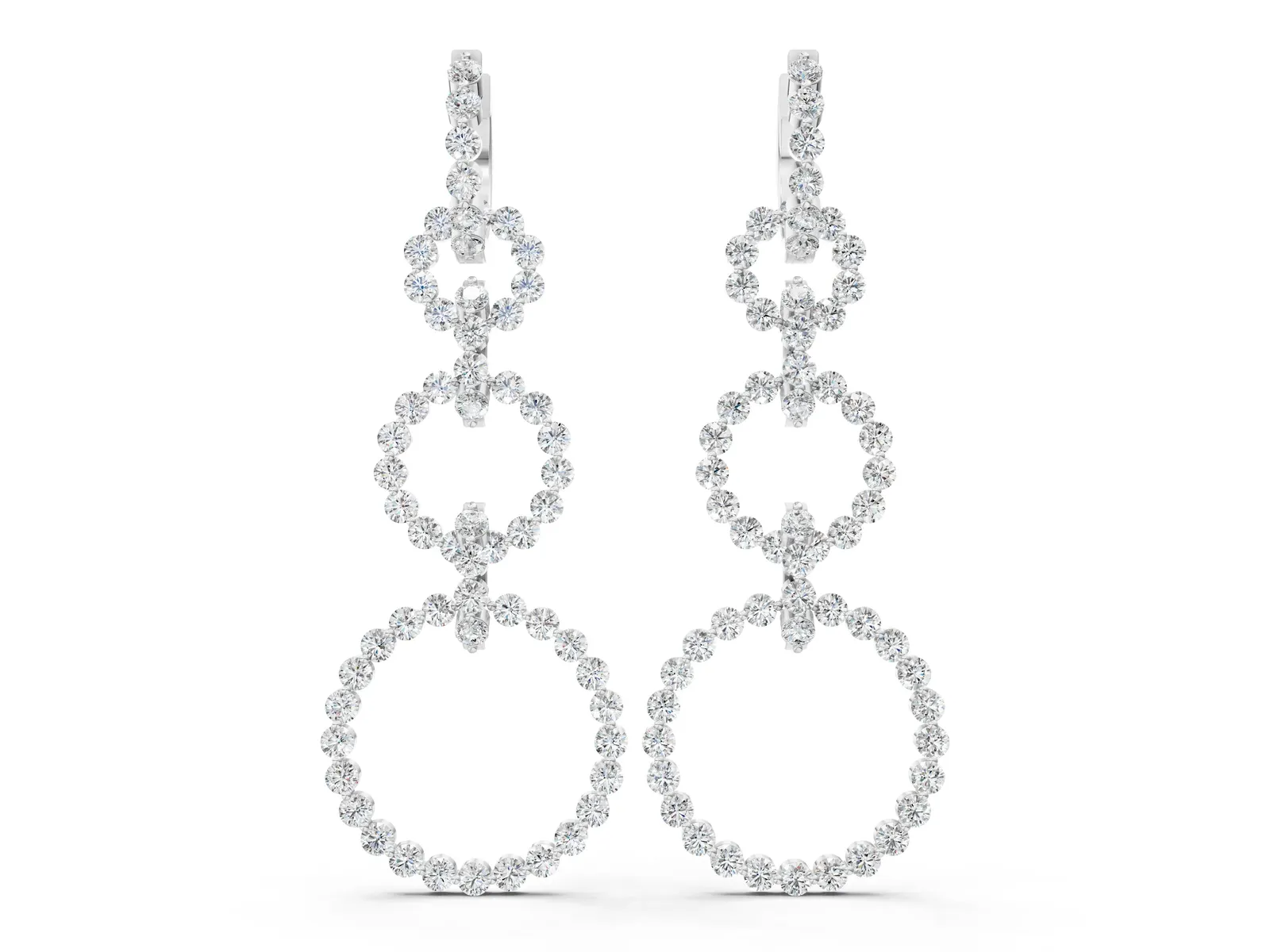 Round Diamond Multiway Open Circle Statement Earrings White gold