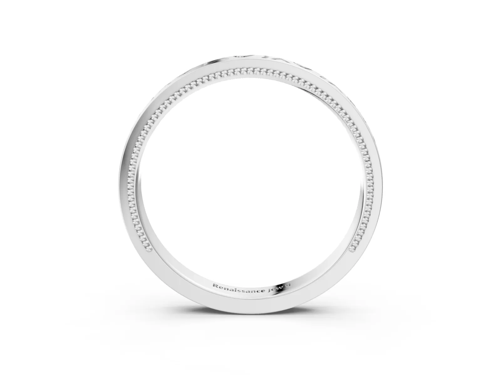 Vintage Engraved Milgrain Band White gold