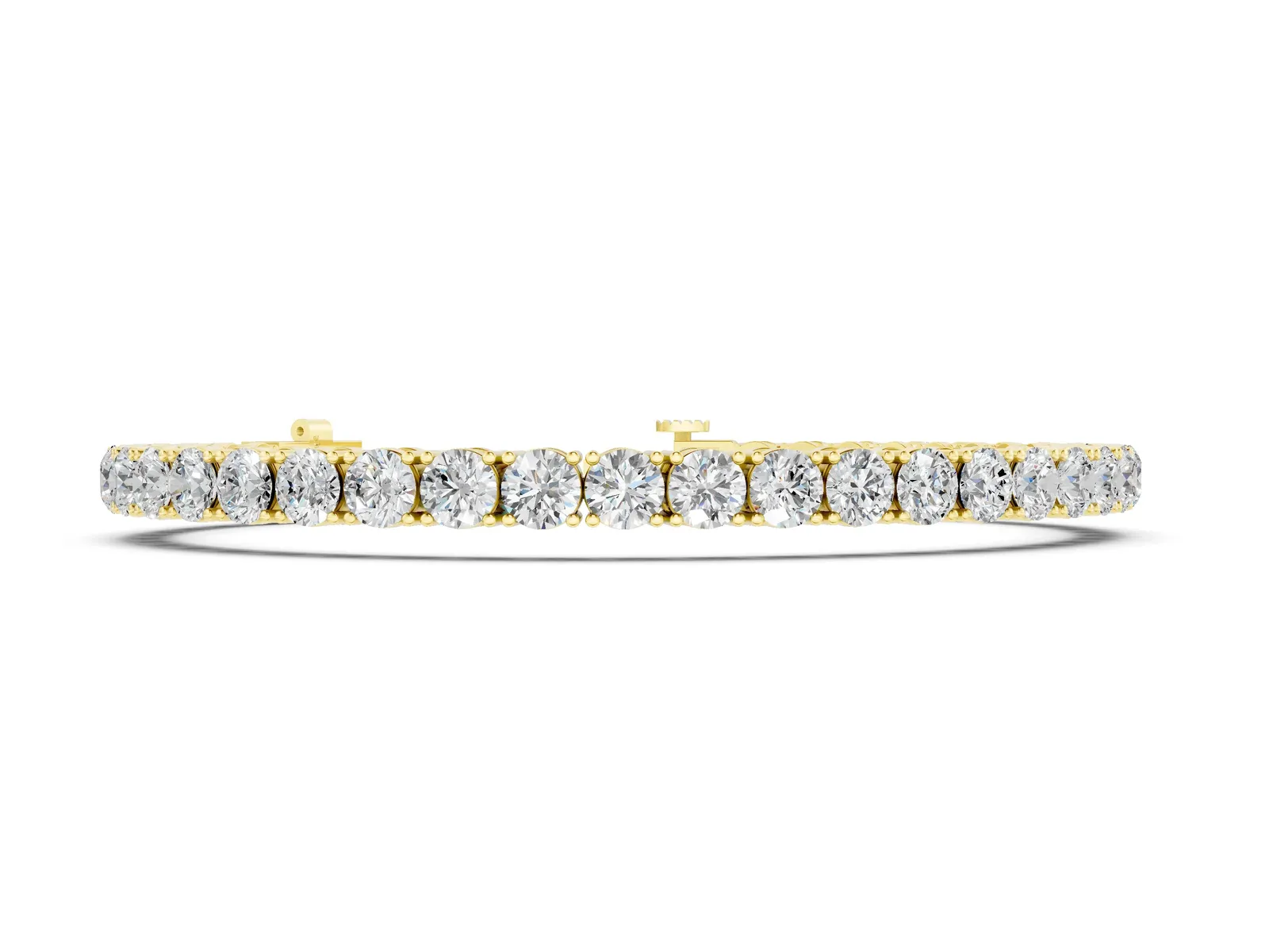 Round Brilliant Diamond Tennis Bracelet with Prong Setting Yellow gold