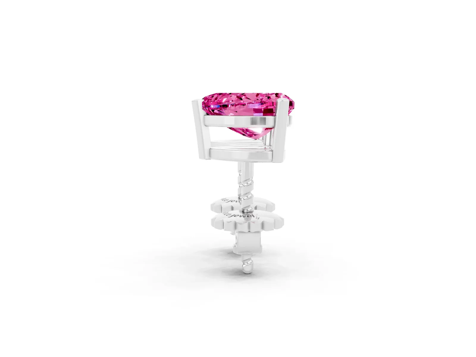Heart Cut Pink Sapphire Stud Earrings Silver