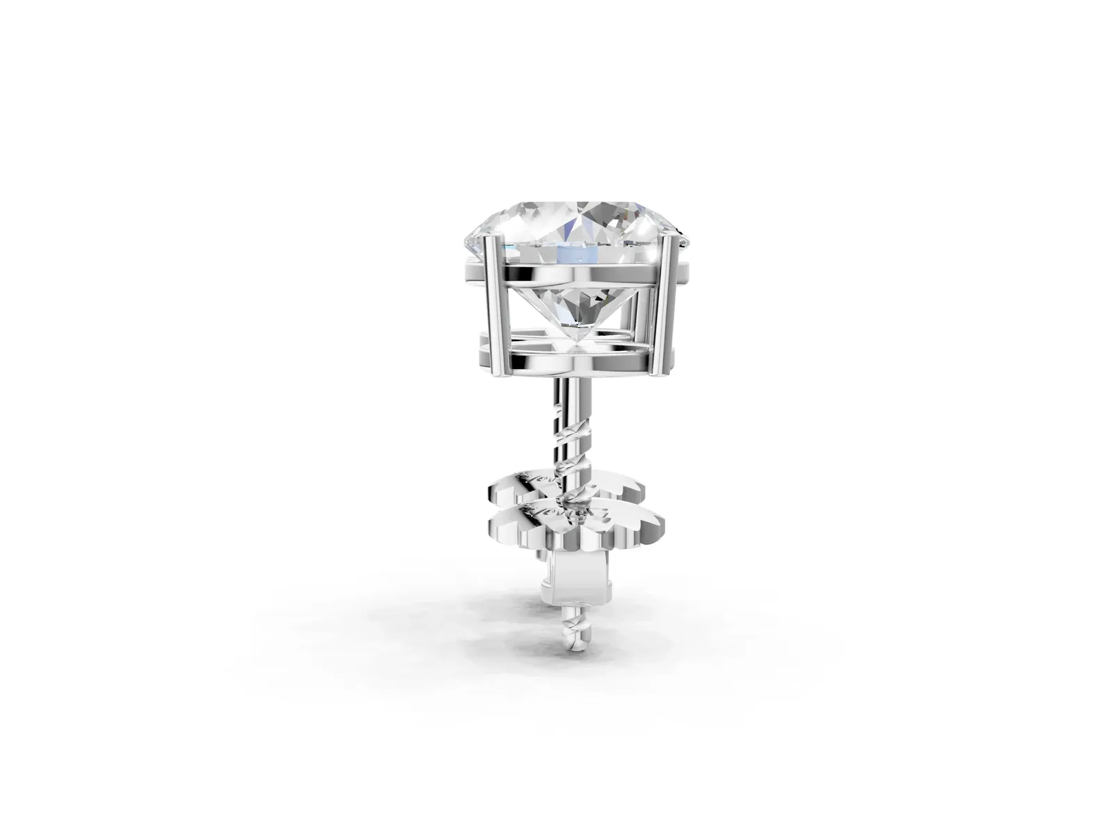 Round Cut Diamond Stud Earrings Platinum