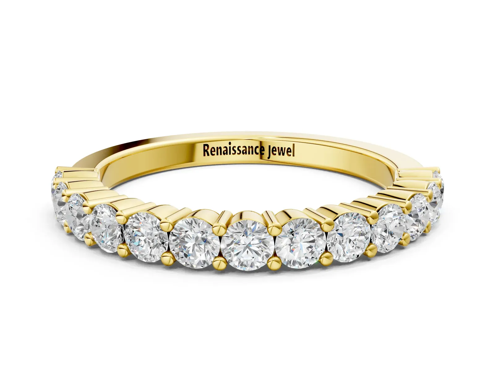 Alternating Round Diamond Promise Ring with Round Diamond Accents Yellow gold