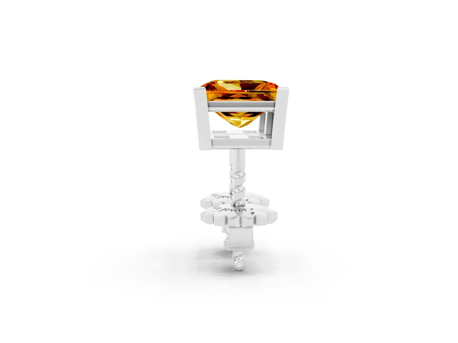 Princess Cut Citrine Stud Earrings White gold