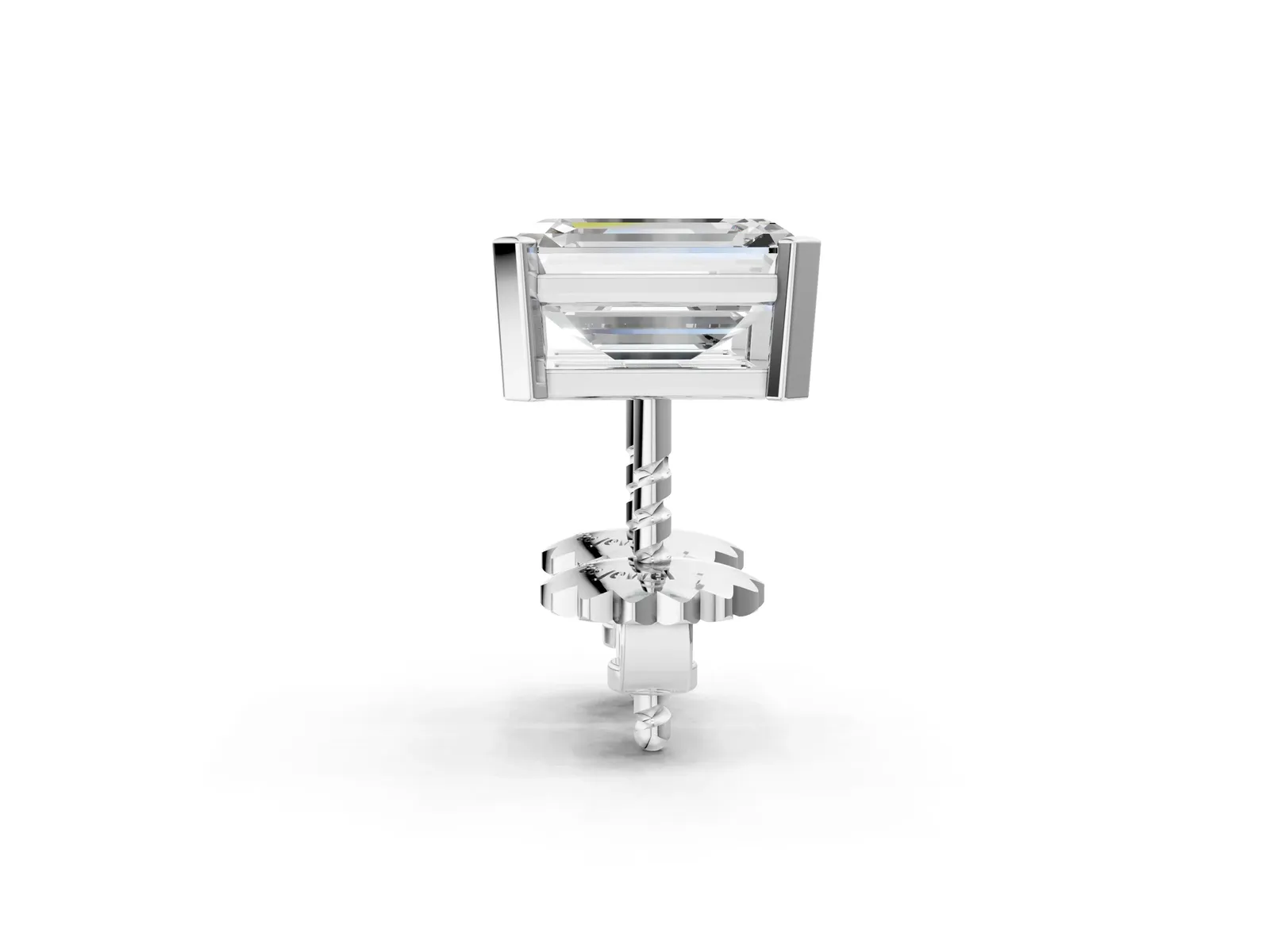 Emerald Cut Diamond Stud Earrings Platinum