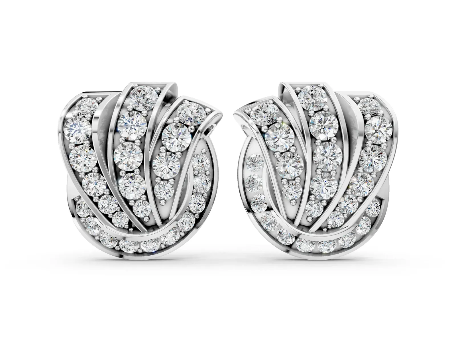Round Diamond Pavé Knot Stud Earrings Platinum