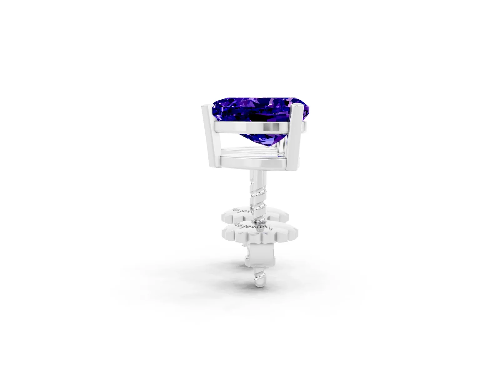Heart Cut Tanzanite Stud Earrings Silver