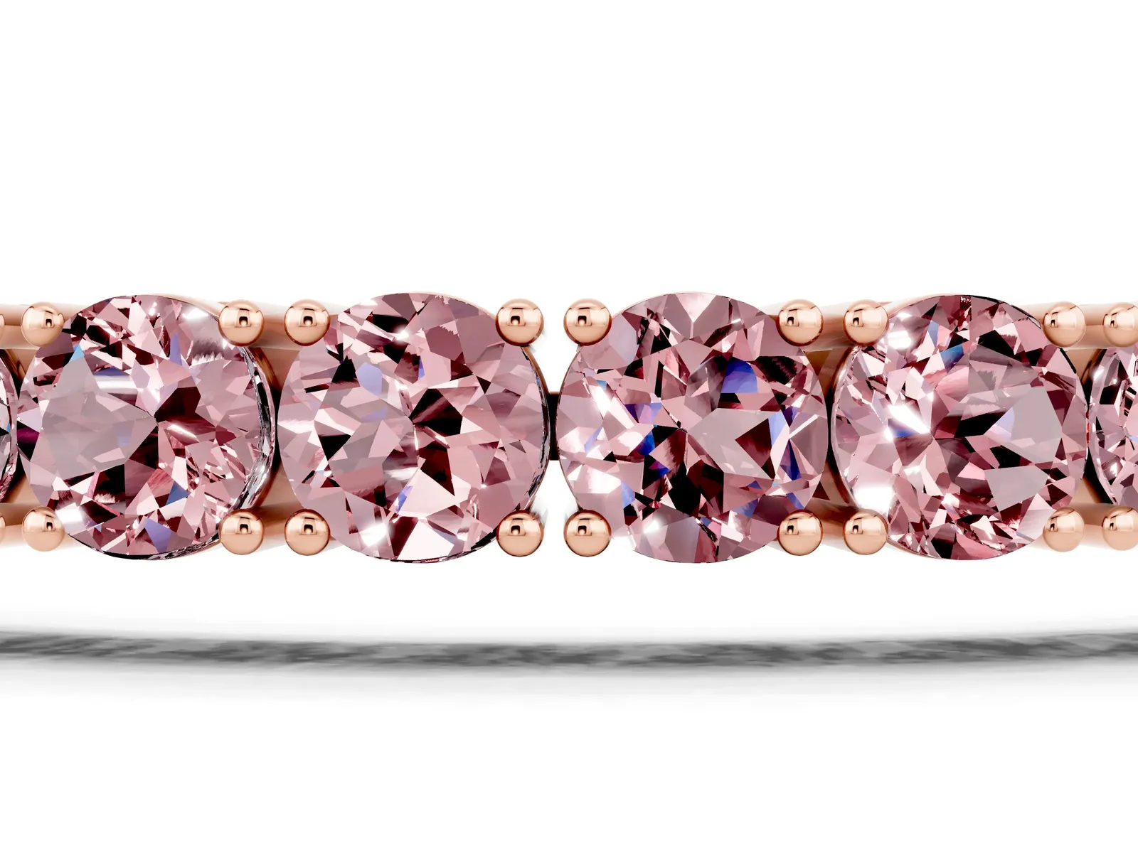 Round Brilliant Morganite Tennis Bracelet with Prong Setting Rose gold