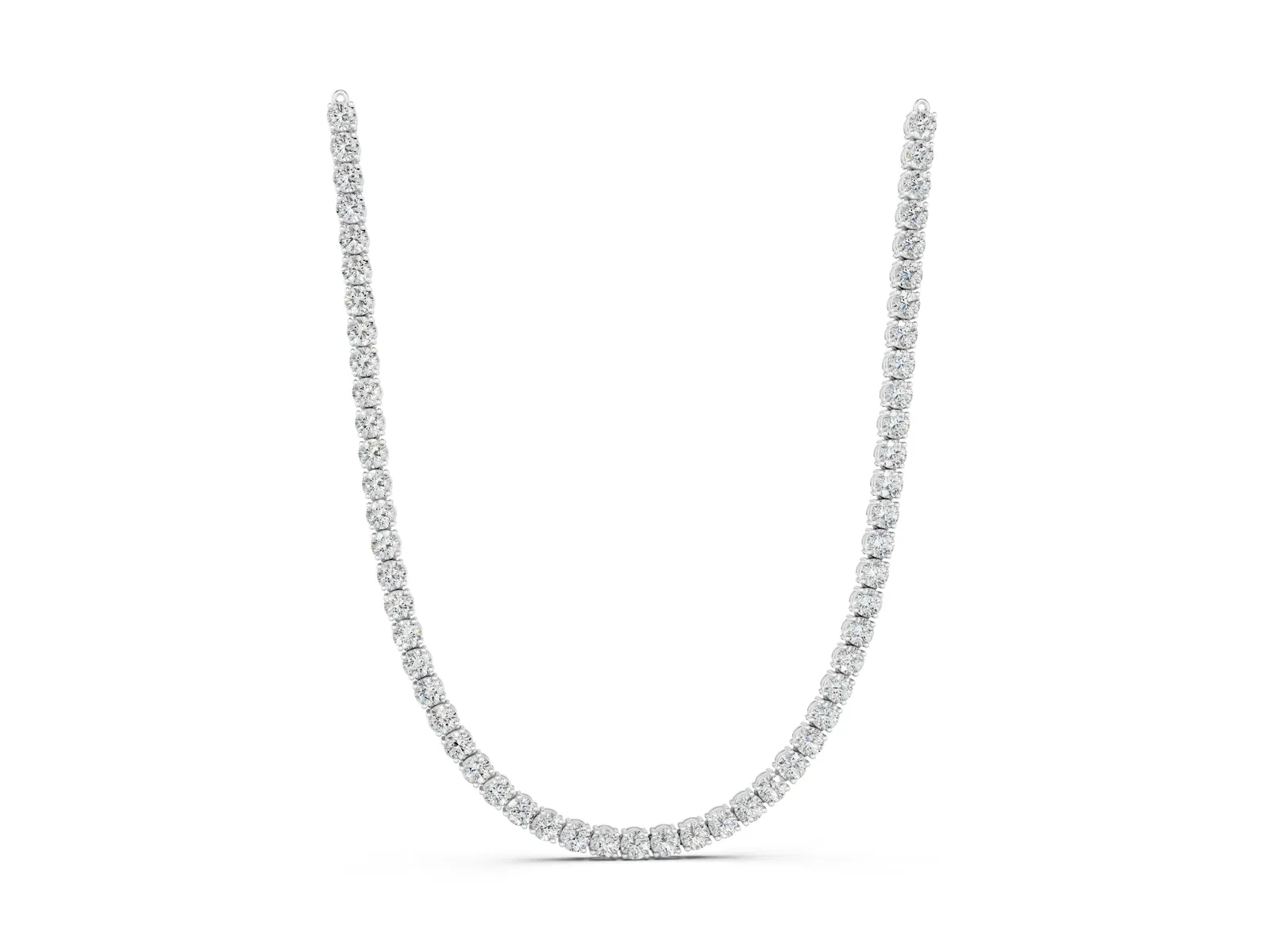 Round Diamond Tennis Necklace with Four-Prong Setting Silver