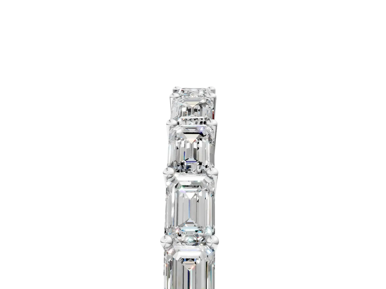 Emerald Cut Diamond Single Row Wedding Band White gold