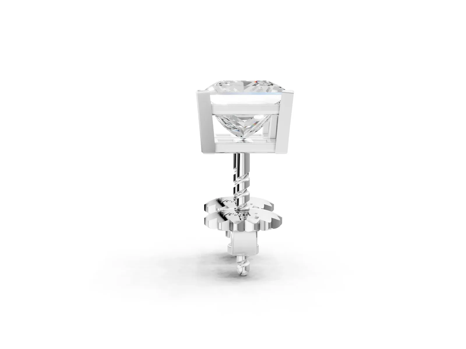 Princess Cut Diamond Stud Earrings Silver