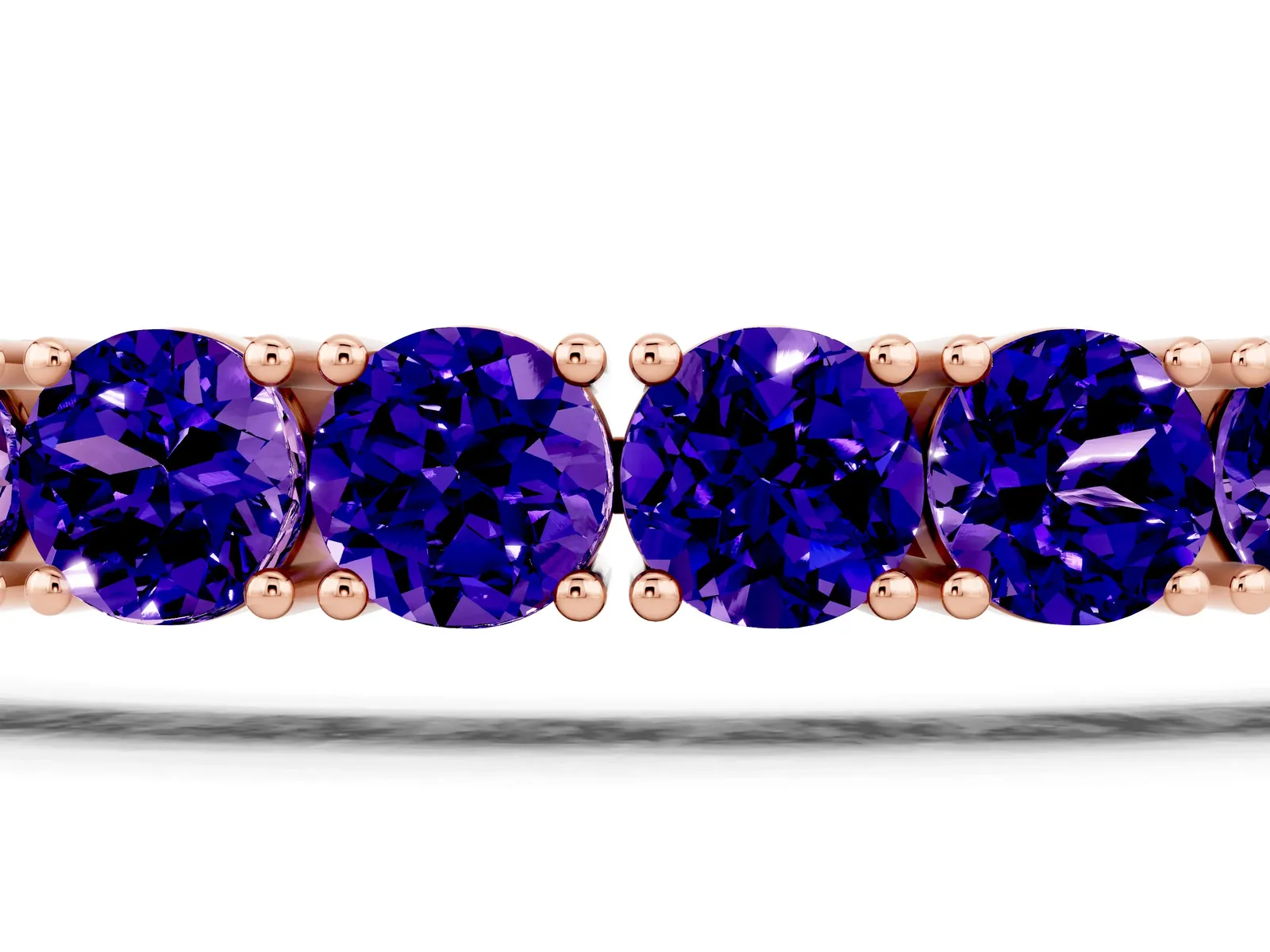 Round Brilliant Tanzanite Tennis Bracelet with Prong Setting Rose gold