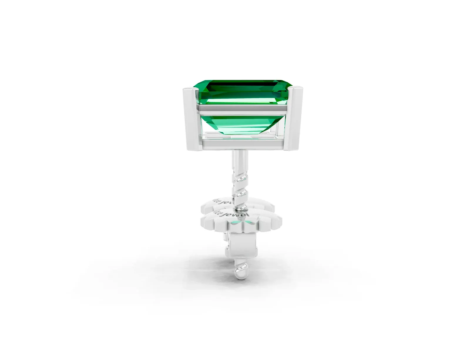 Emerald Cut Emerald Stud Earrings White gold