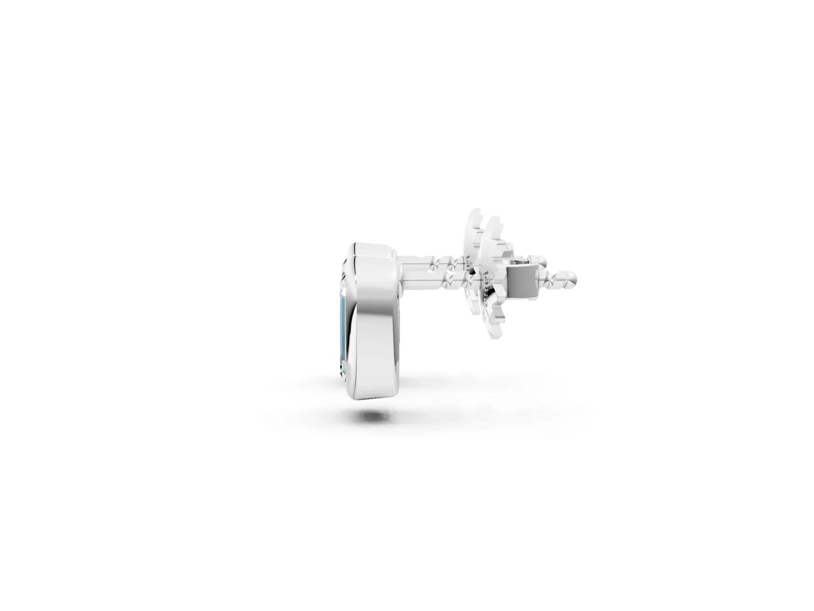 Emerald Diamond Bezel-Set Stud Earrings Silver