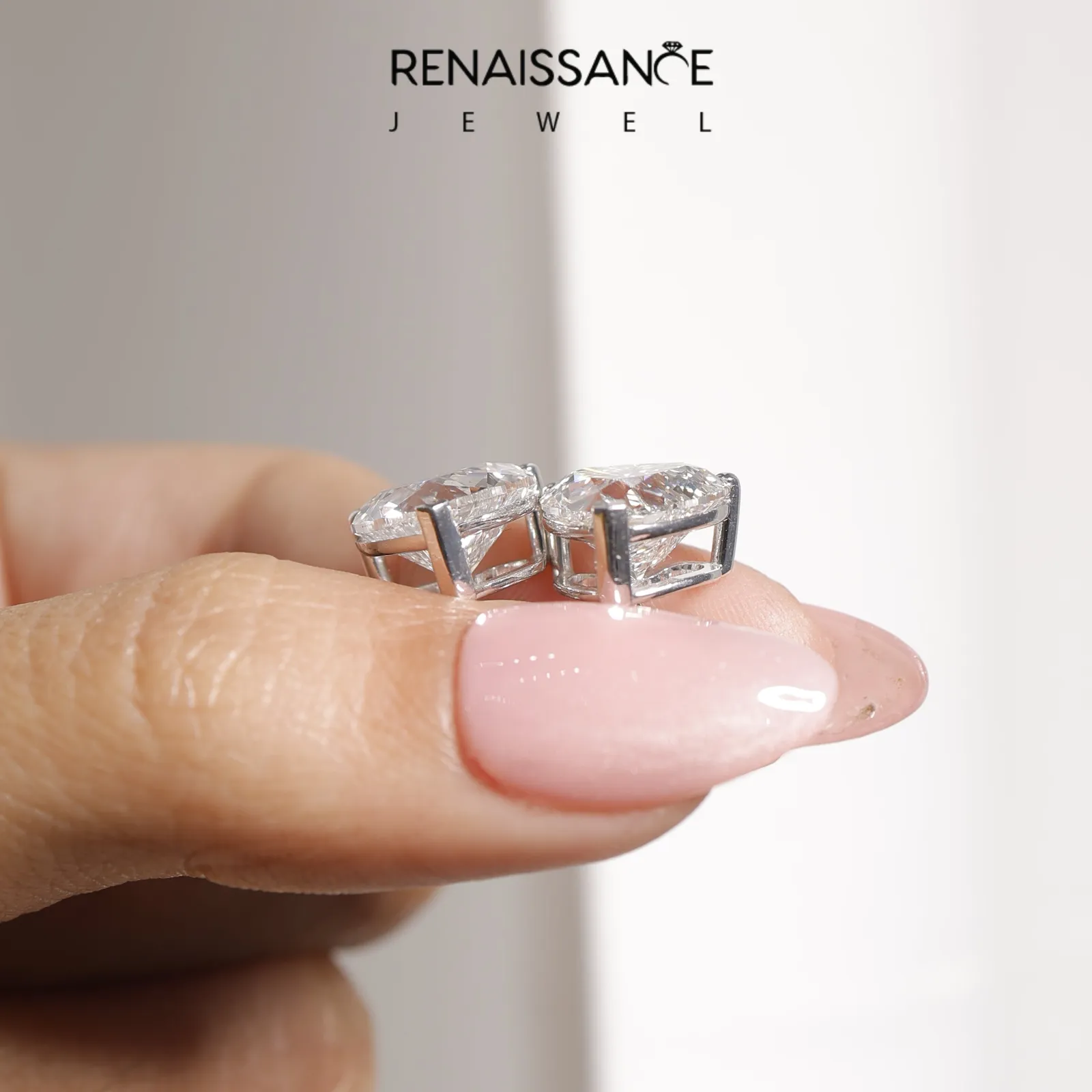 Heart Cut Diamond Stud Earrings White gold